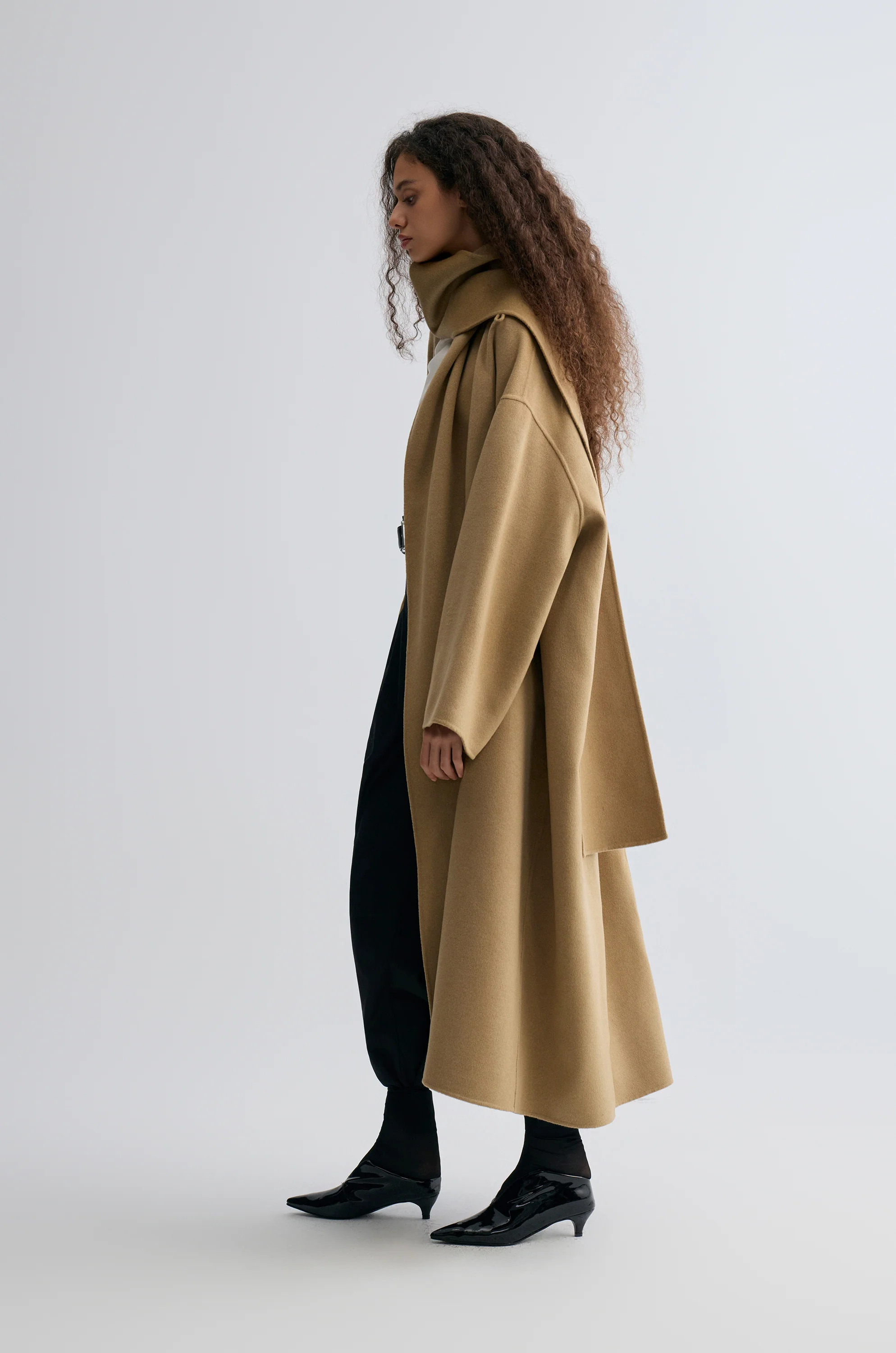 Oversized Double-faced Scarf Coat Hazel - Image 11