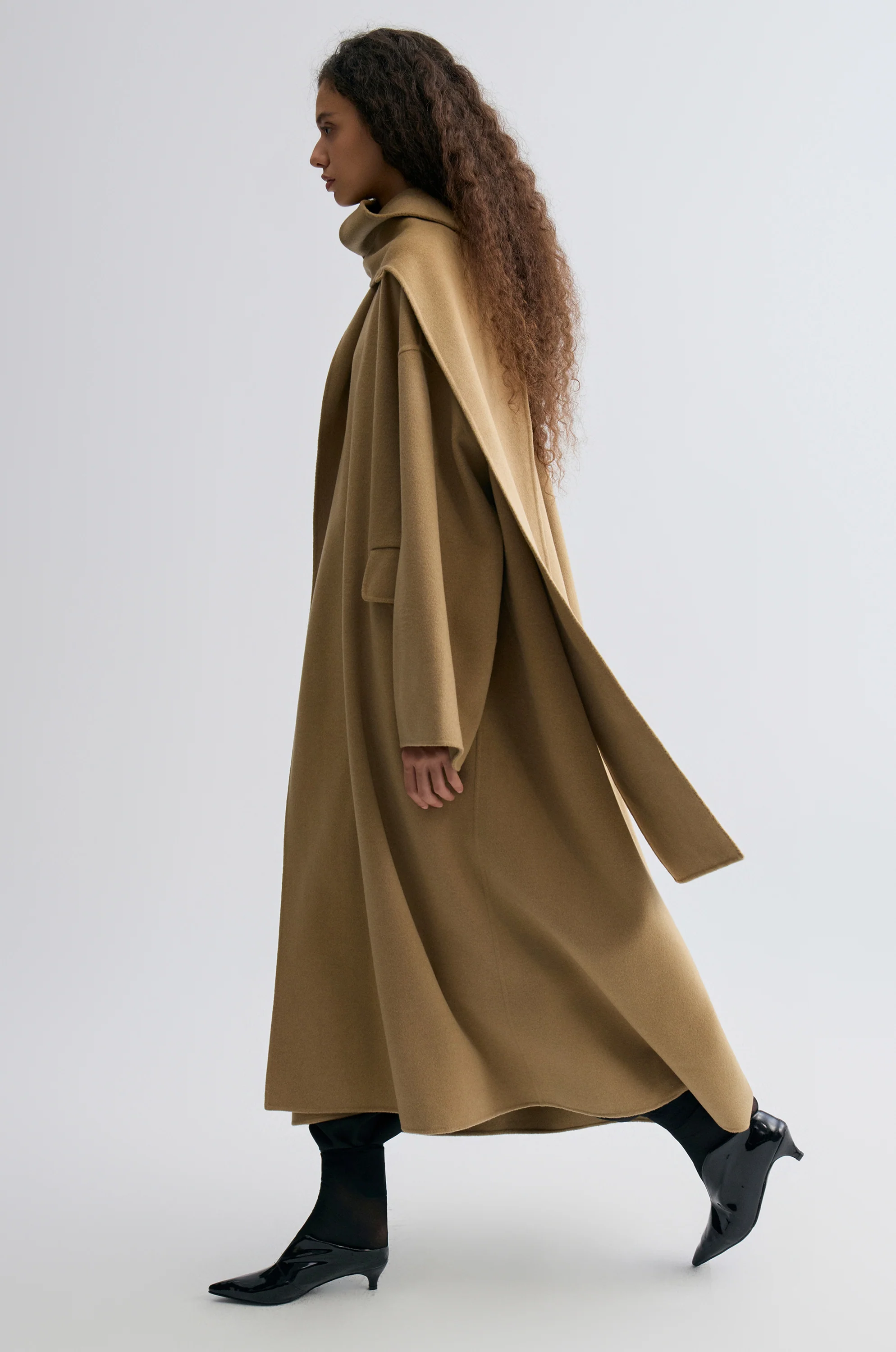 Oversized Double-faced Scarf Coat Hazel - Image 13