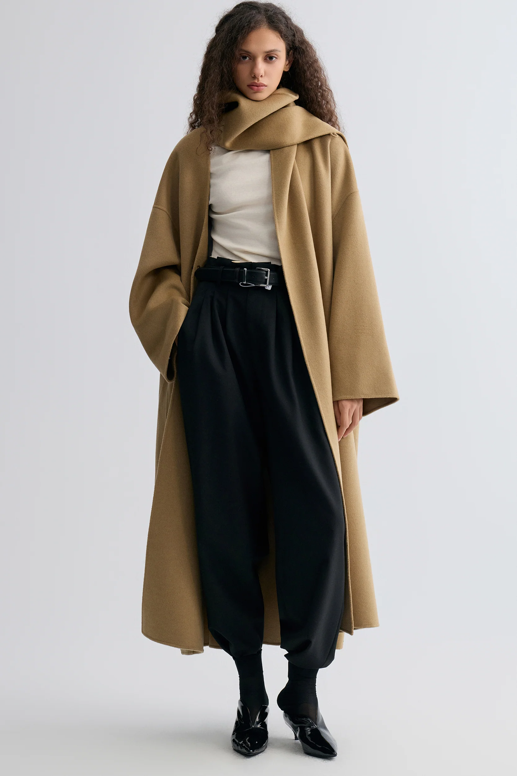 Oversized Double-faced Scarf Coat Hazel - Image 2