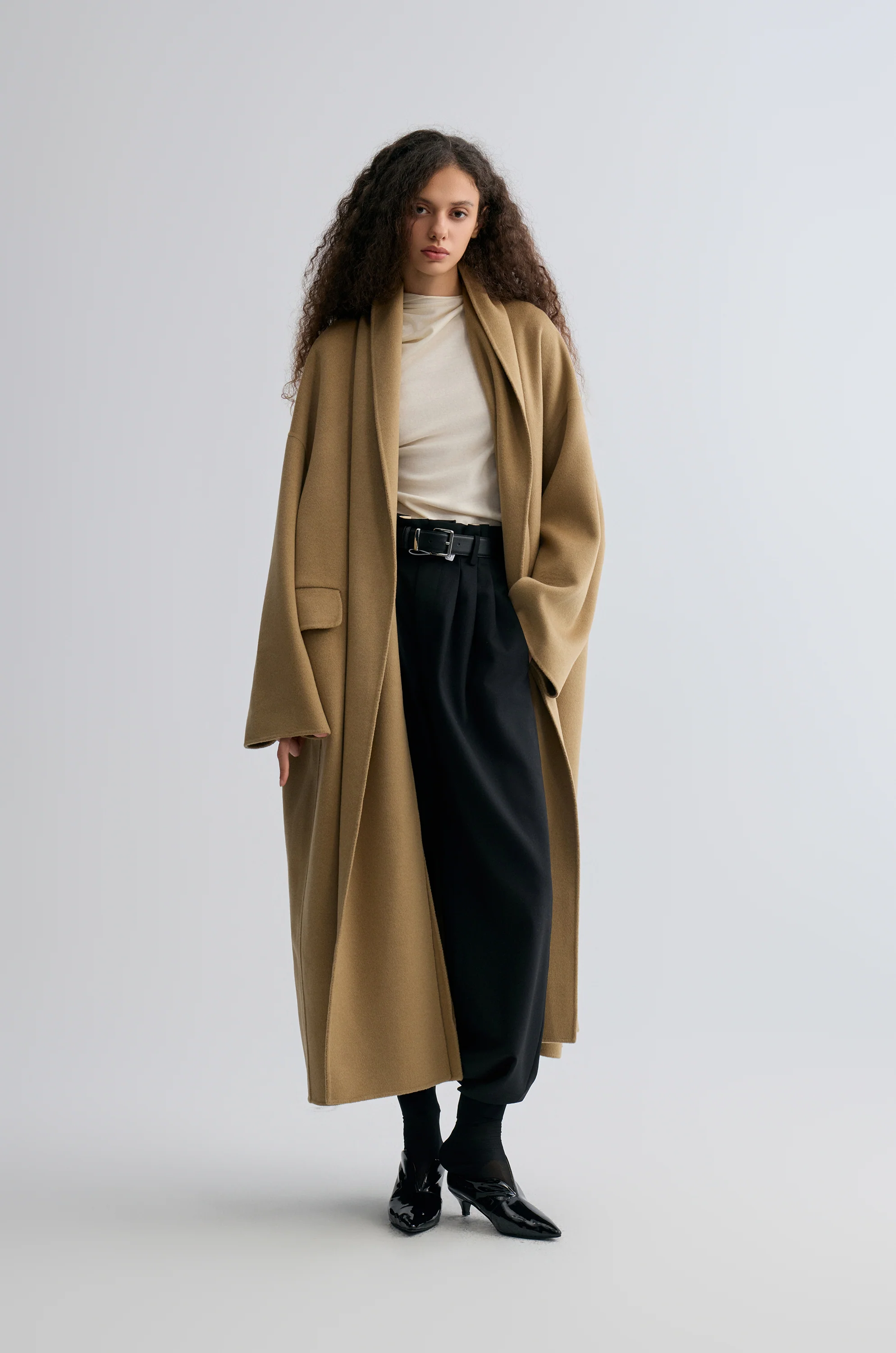 Oversized Double-faced Scarf Coat Hazel - Image 3
