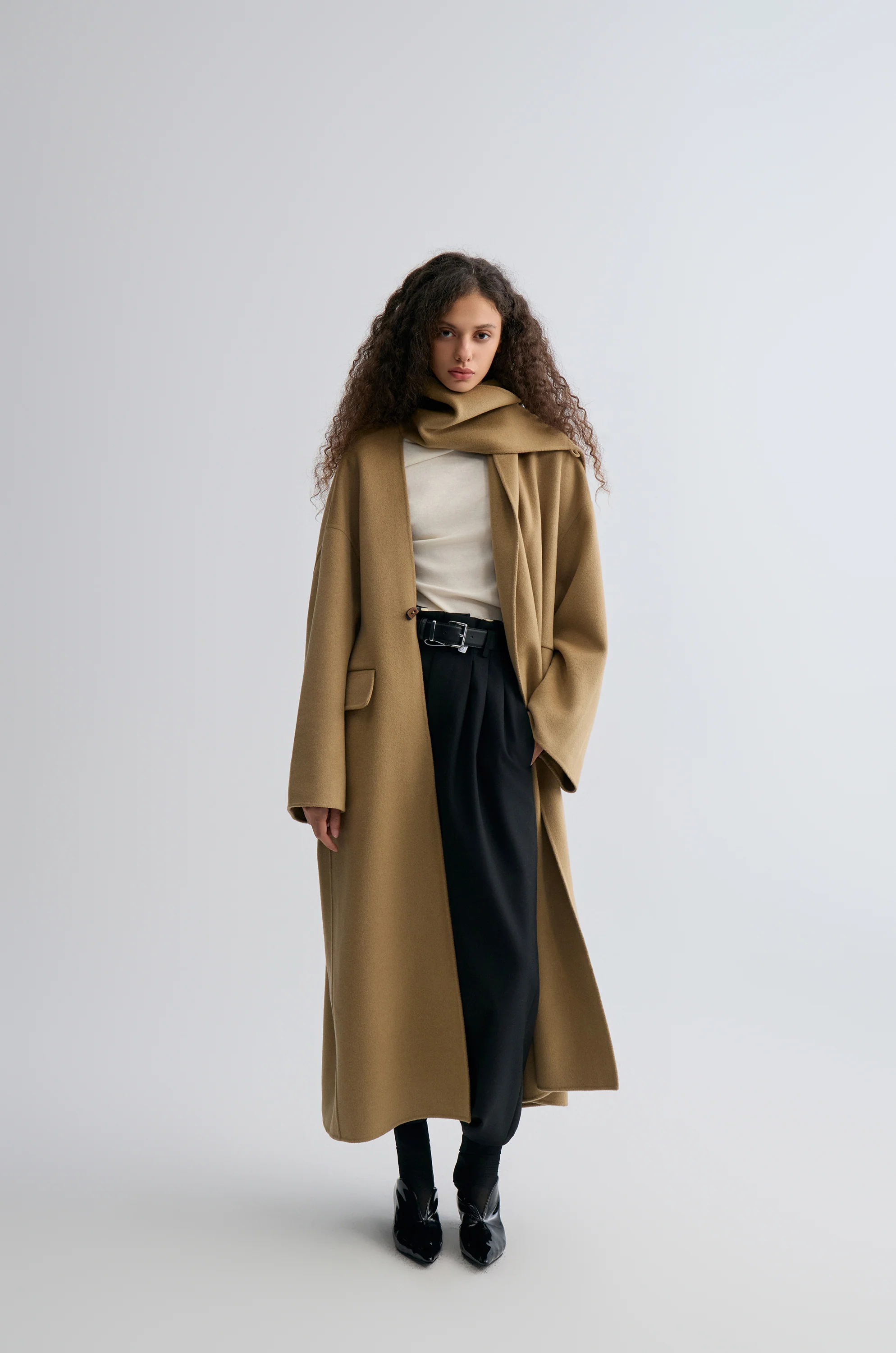 Oversized Double-faced Scarf Coat Hazel - Image 4