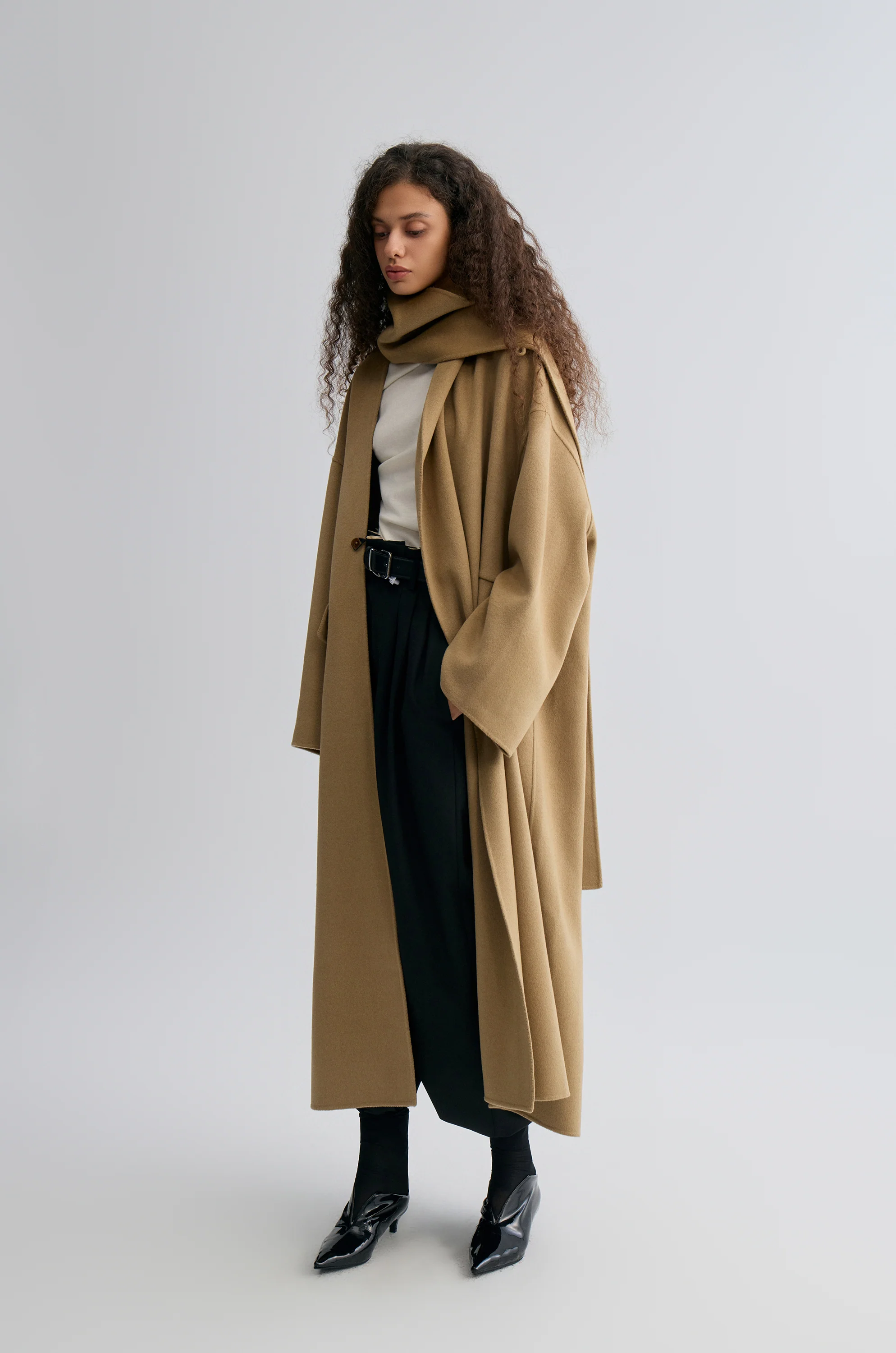 Oversized Double-faced Scarf Coat Hazel - Image 5