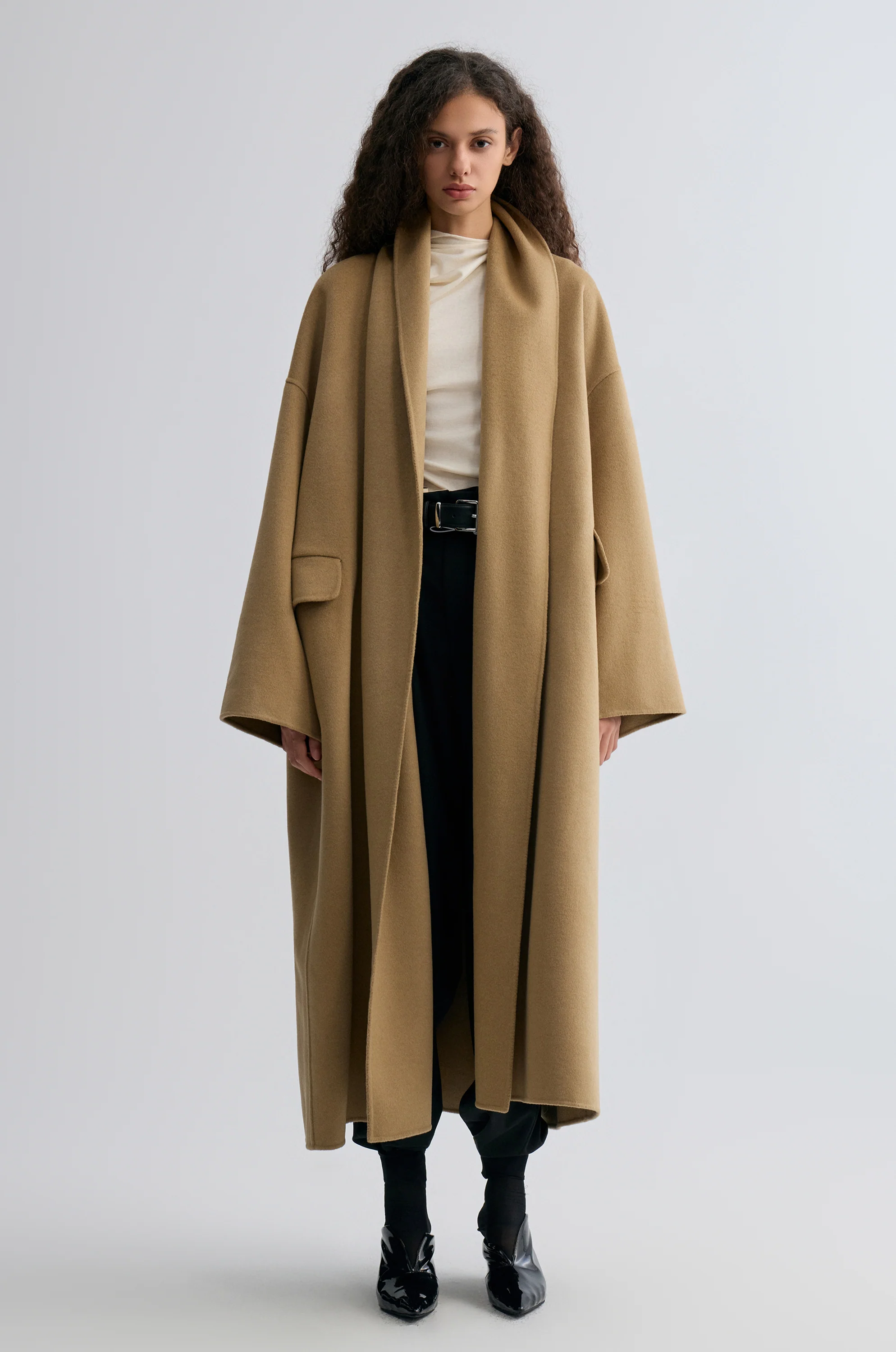Oversized Double-faced Scarf Coat Hazel - Image 7