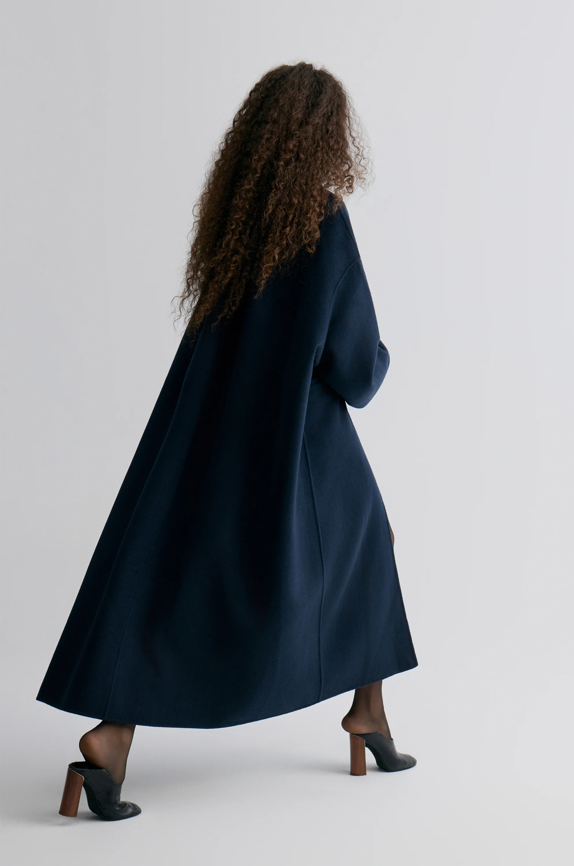 Oversized Double-faced Scarf Coat Navy - Image 14