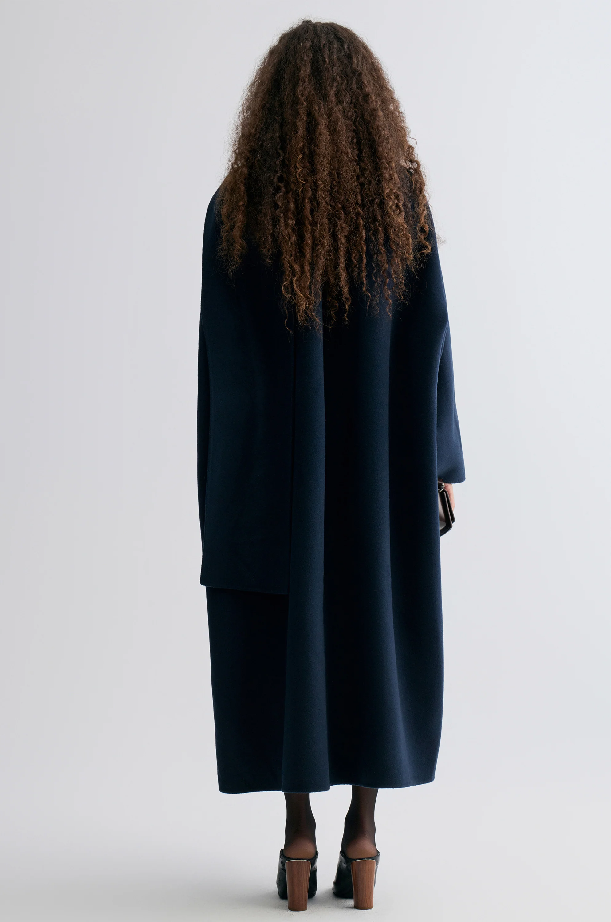 Oversized Double-faced Scarf Coat Navy - Image 7