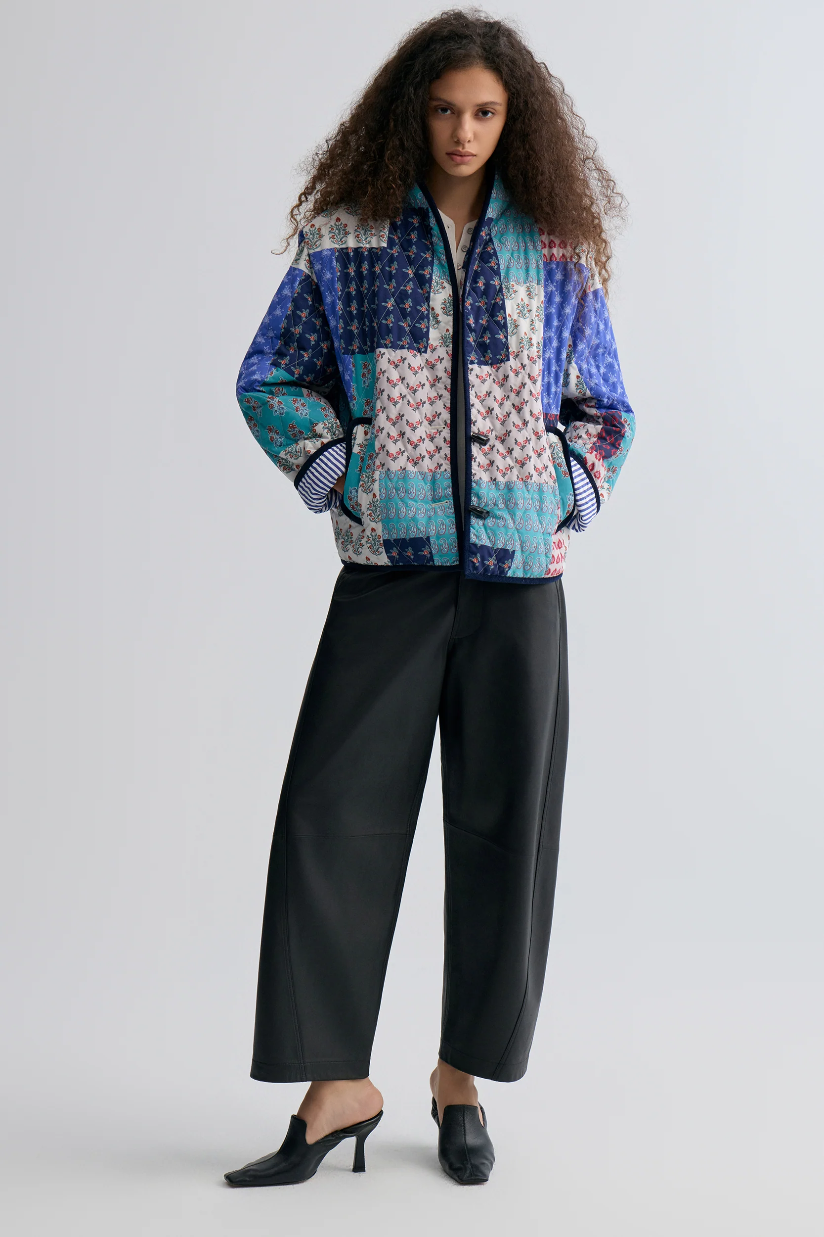 Patchwork Paisley Print Quilted Jacket Blue - Image 2