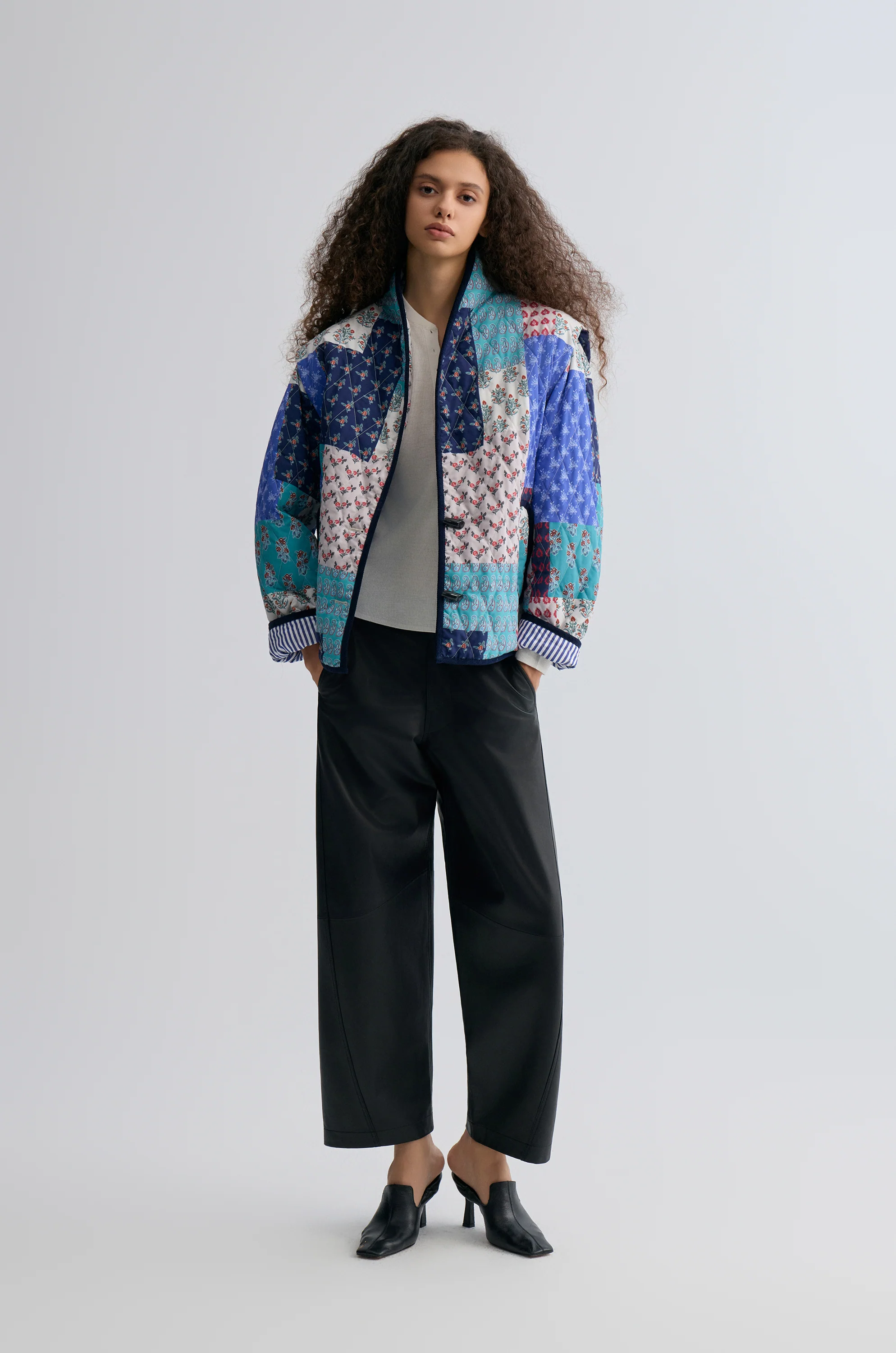 Patchwork Paisley Print Quilted Jacket Blue - Image 4