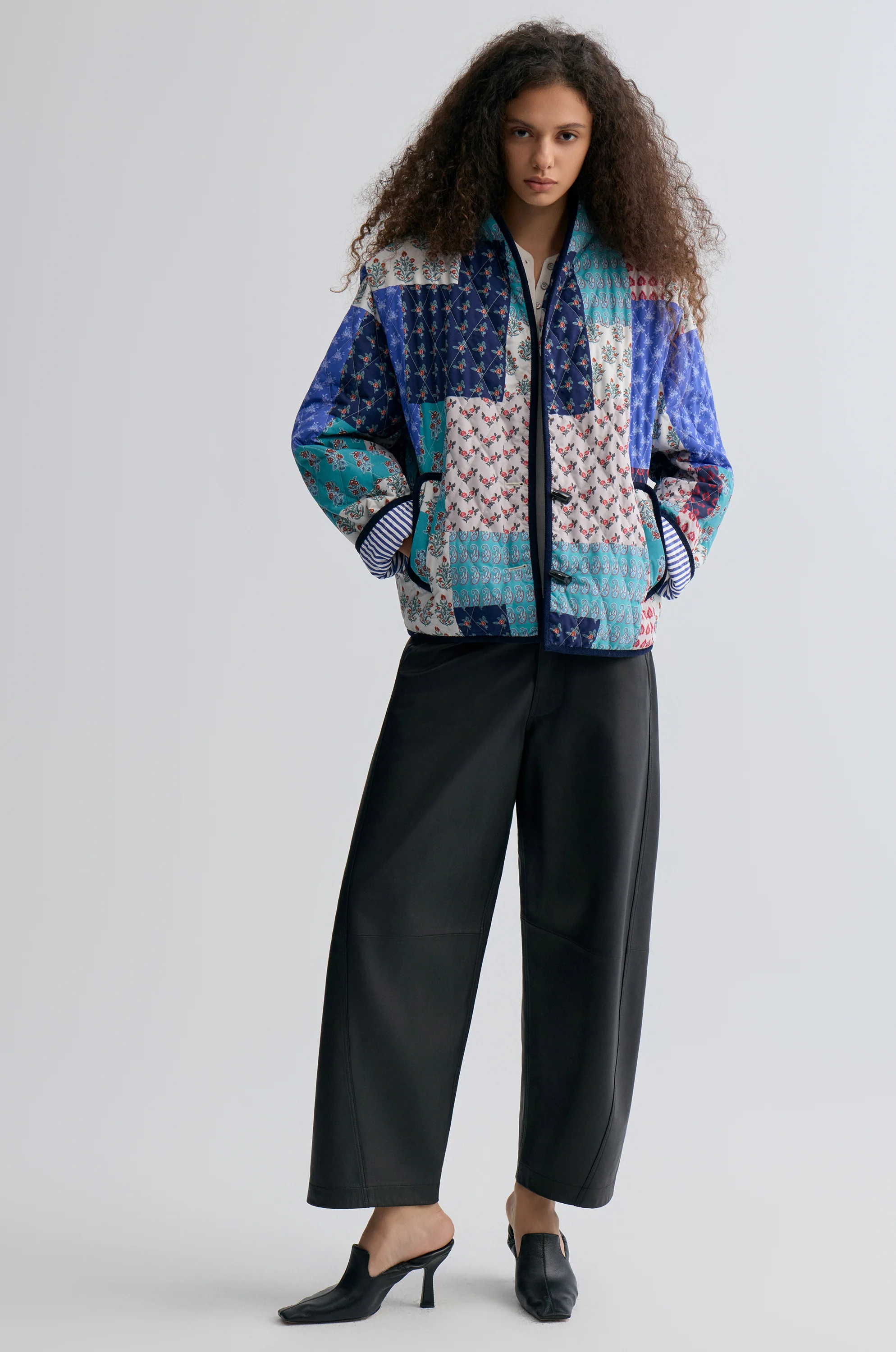 Patchwork Paisley Print Quilted Jacket Blue - Image 6