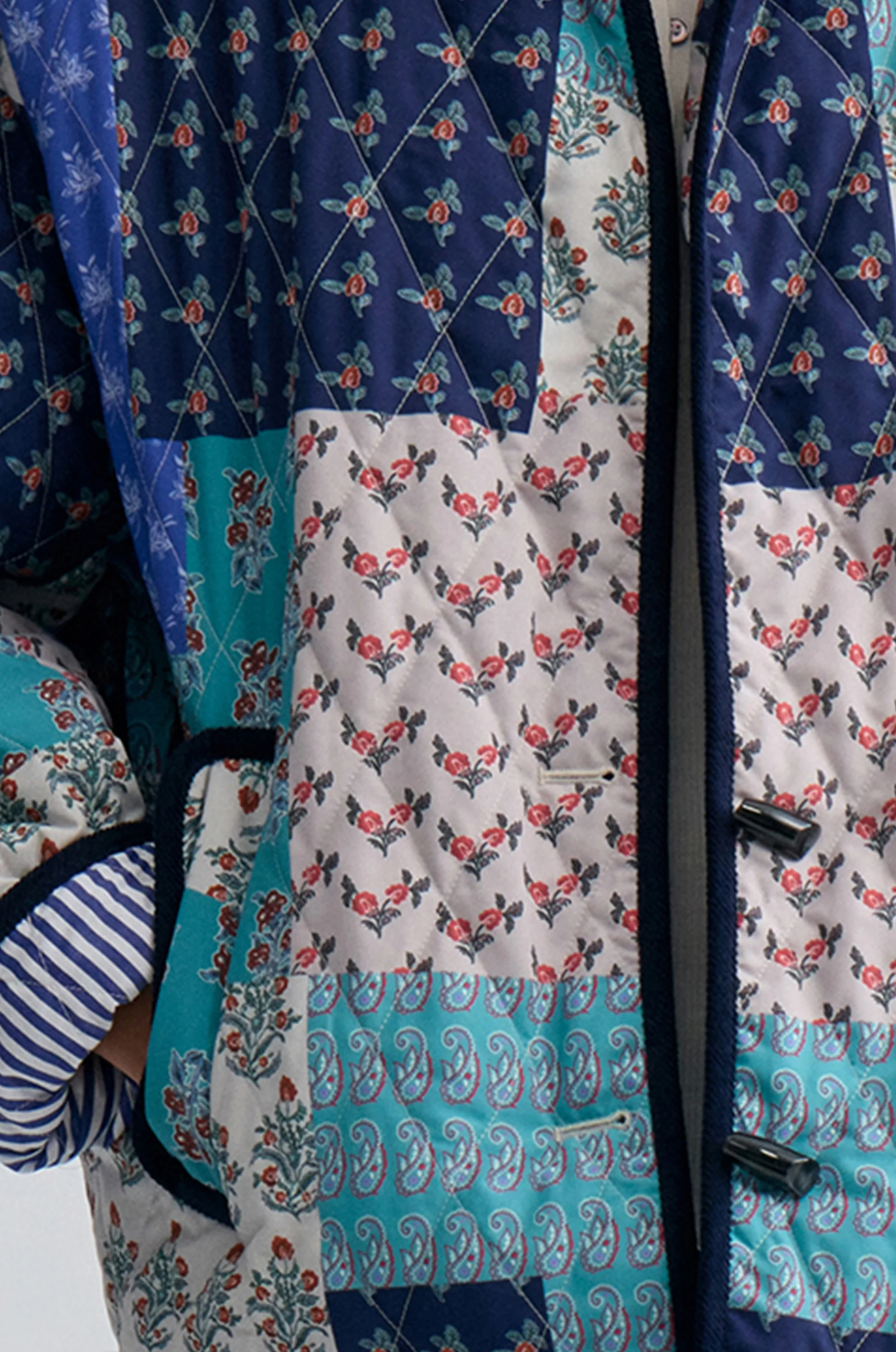 Patchwork Paisley Print Quilted Jacket Blue - Image 7