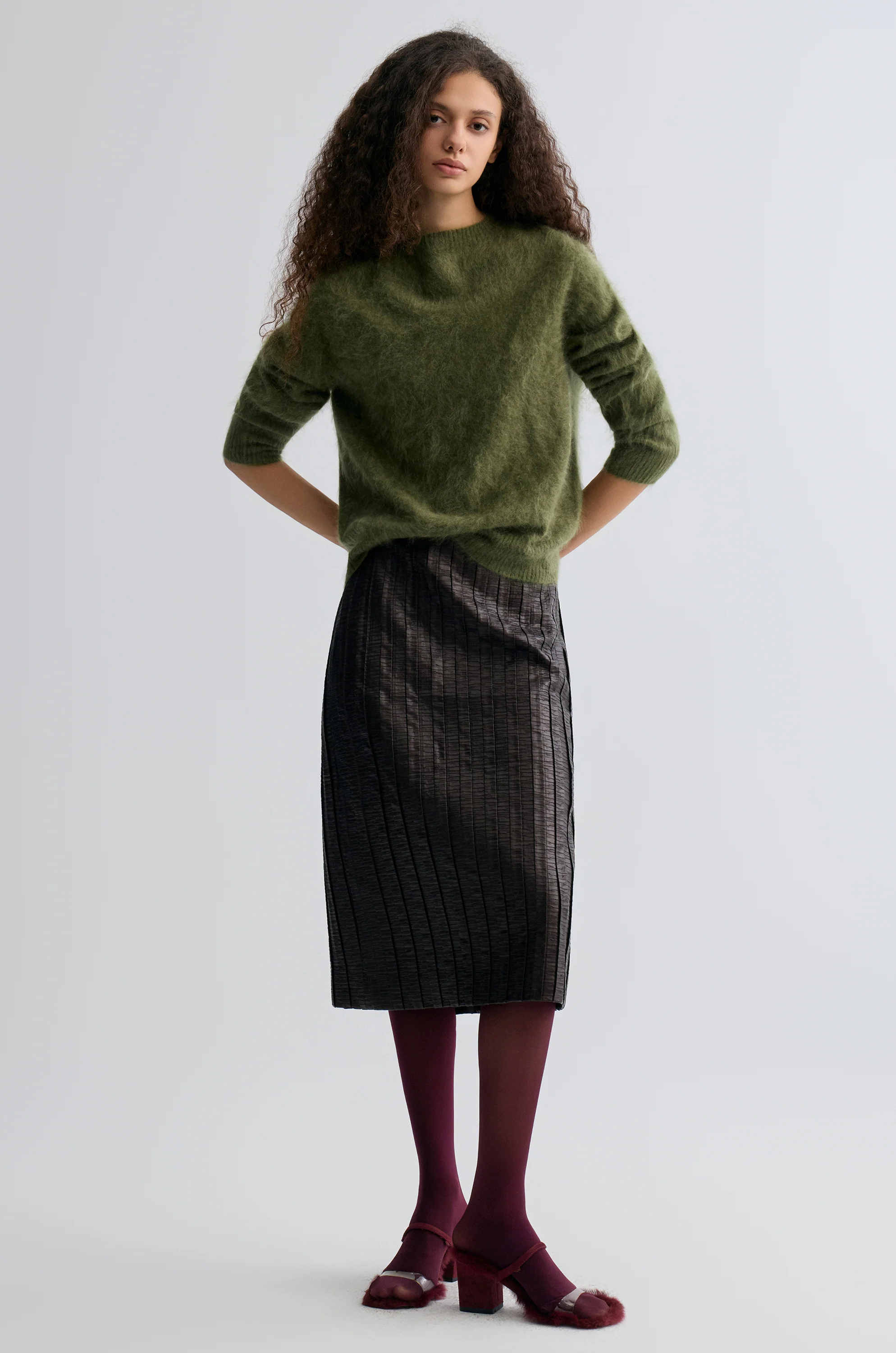 Plush Boxy Brushed Cashmere Sweater Moutain Green - Image 5