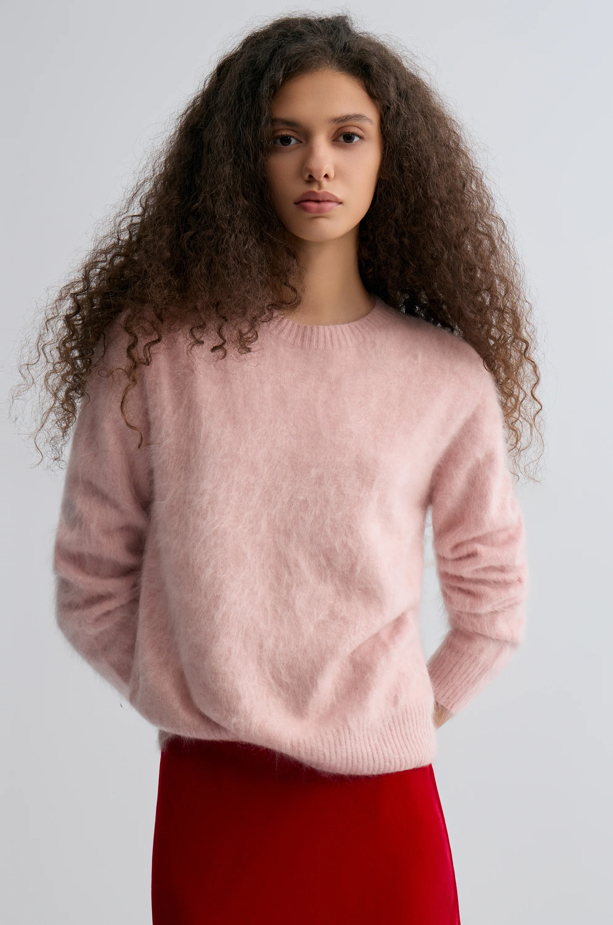 Plush Boxy Brushed Cashmere Sweater Rosa - Image 8