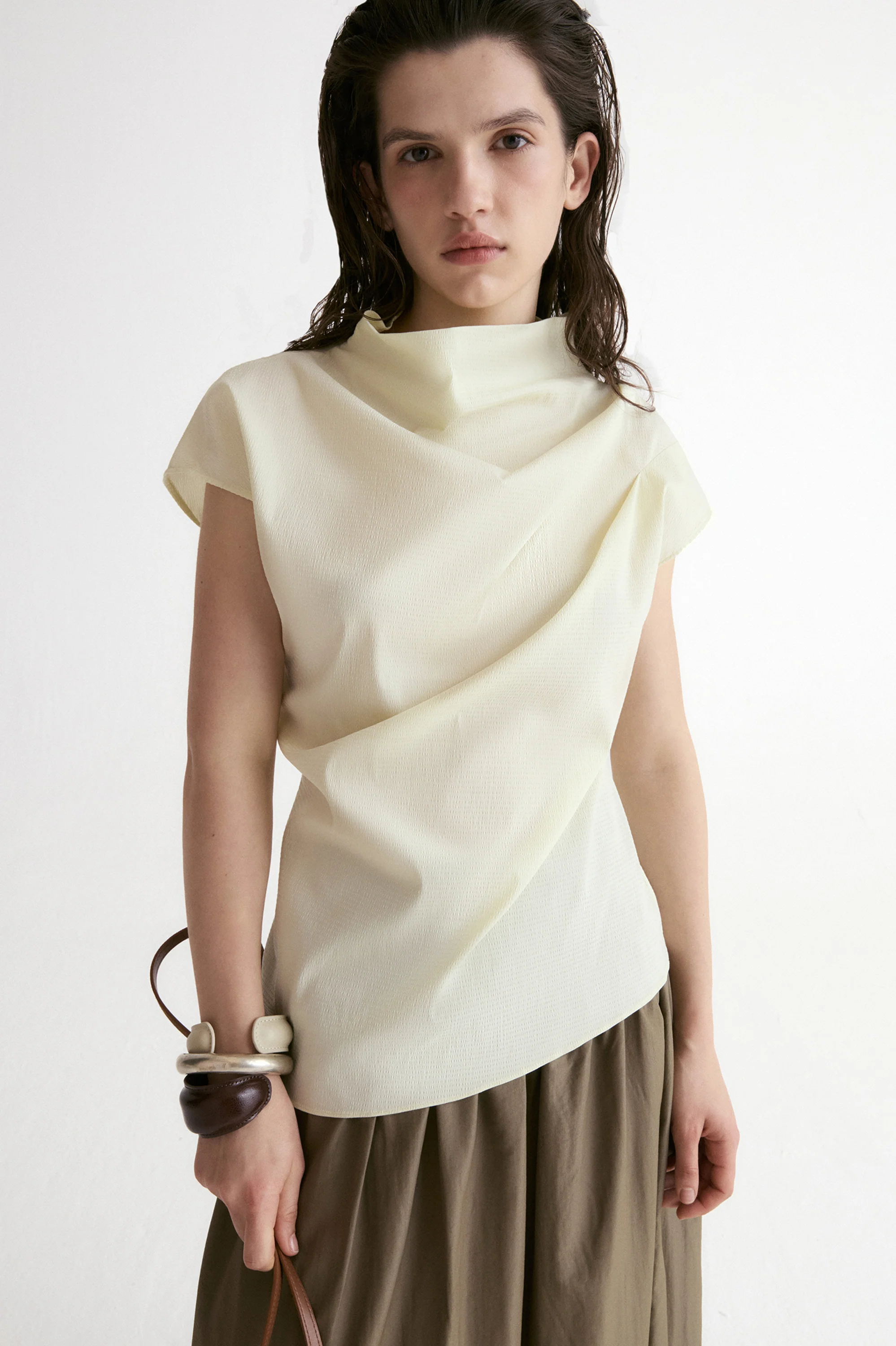 Provence Draped Shirt-Vanilla - Image 4