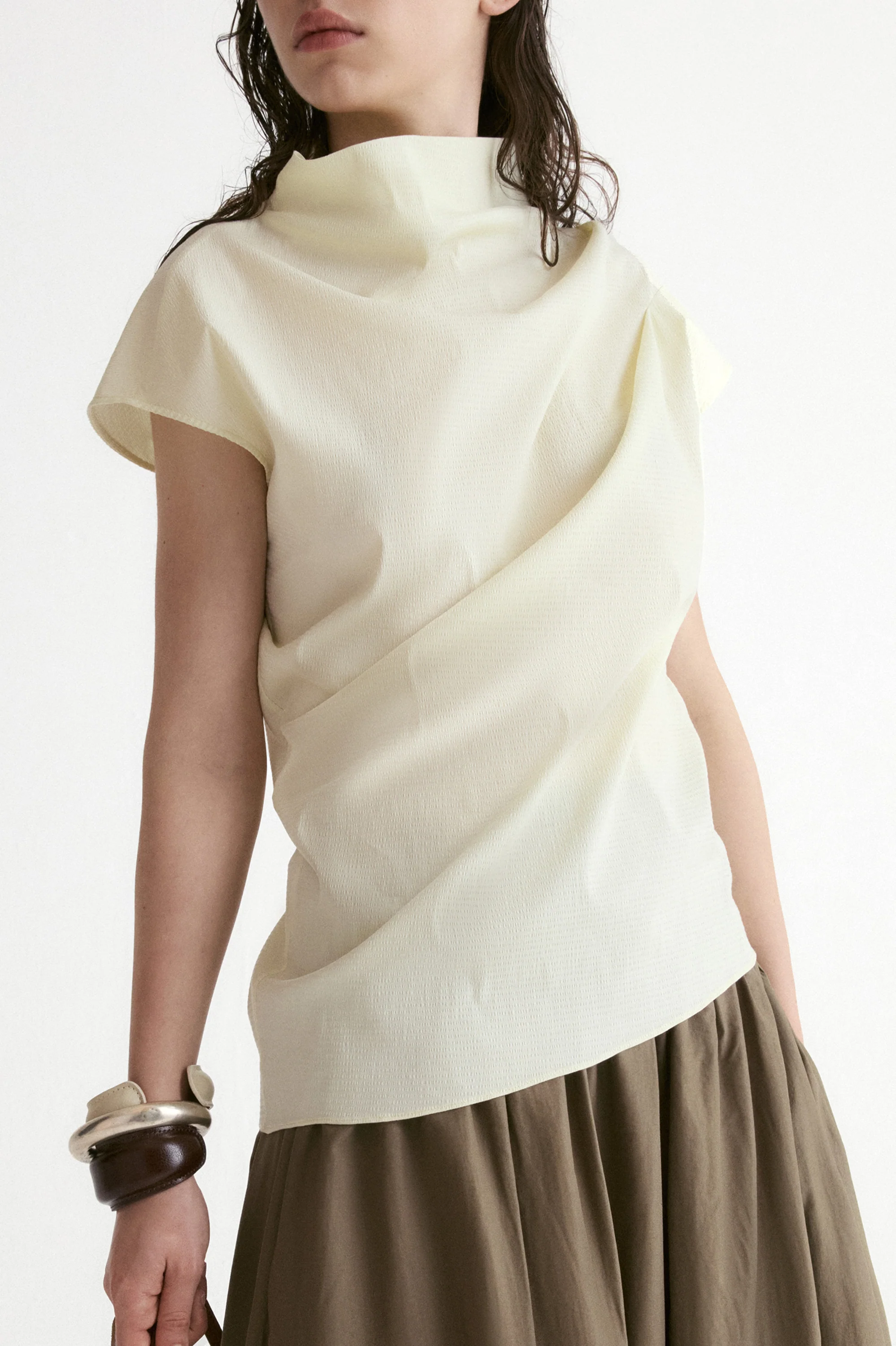 Provence Draped Shirt-Vanilla - Image 5