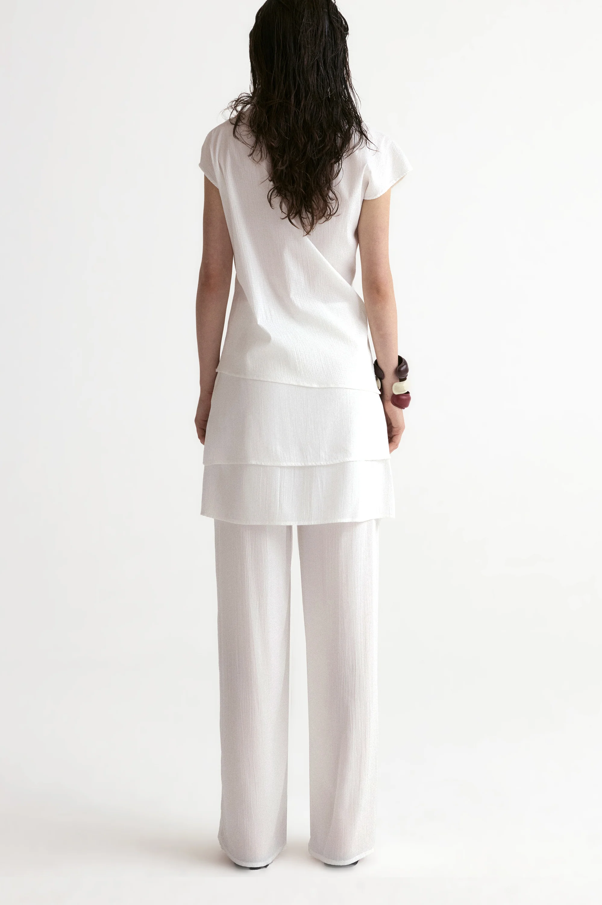Provence Draped Shirt-White - Image 3
