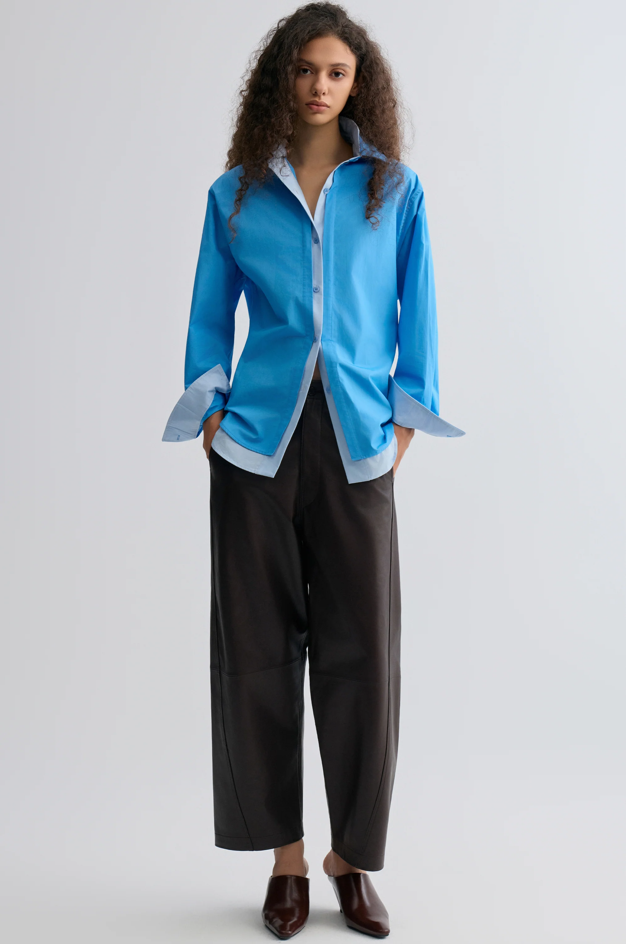 Relaxed Double-layer Shirt Periwinkle Blue - Image 3