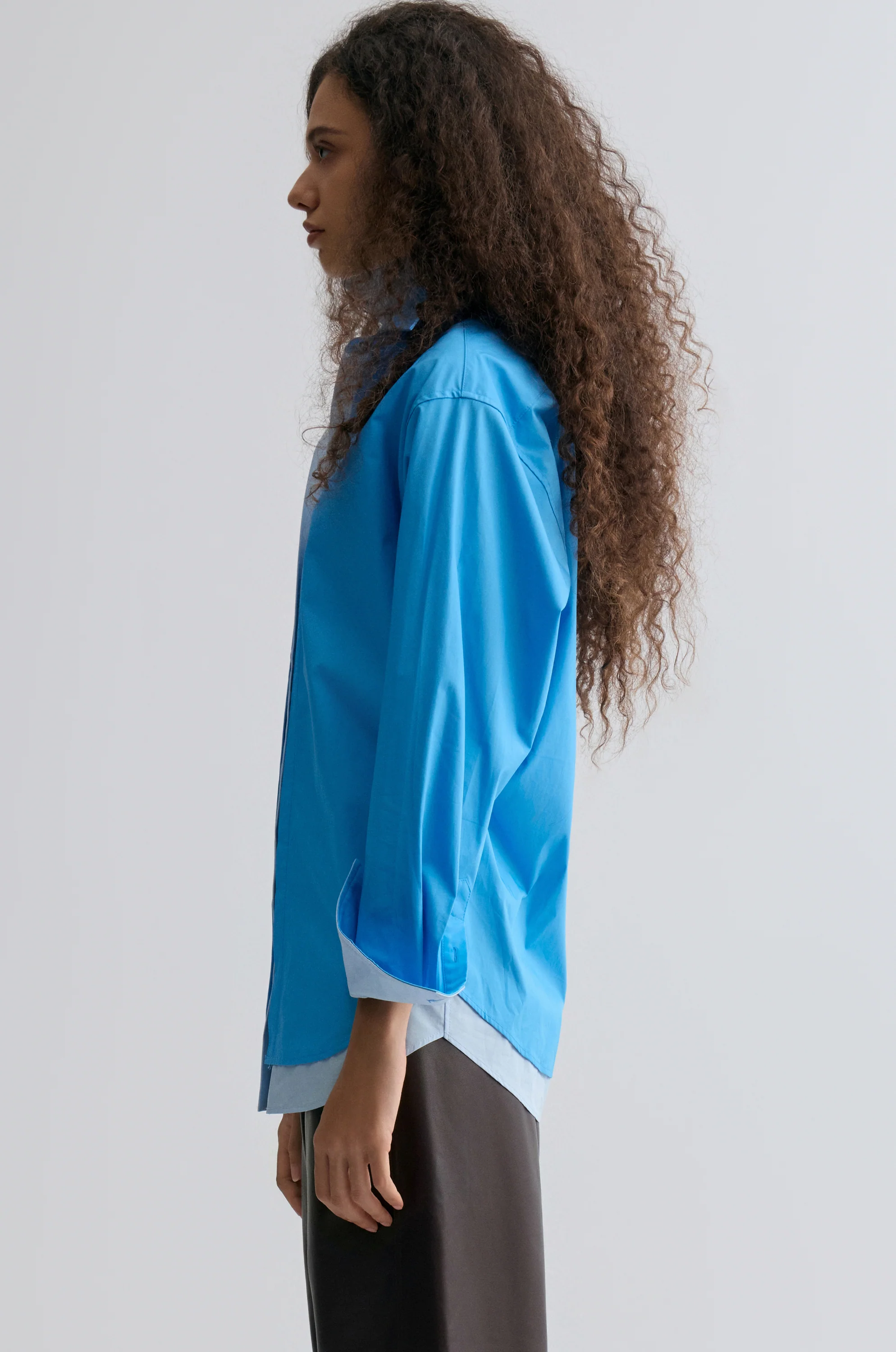 Relaxed Double-layer Shirt Periwinkle Blue - Image 4