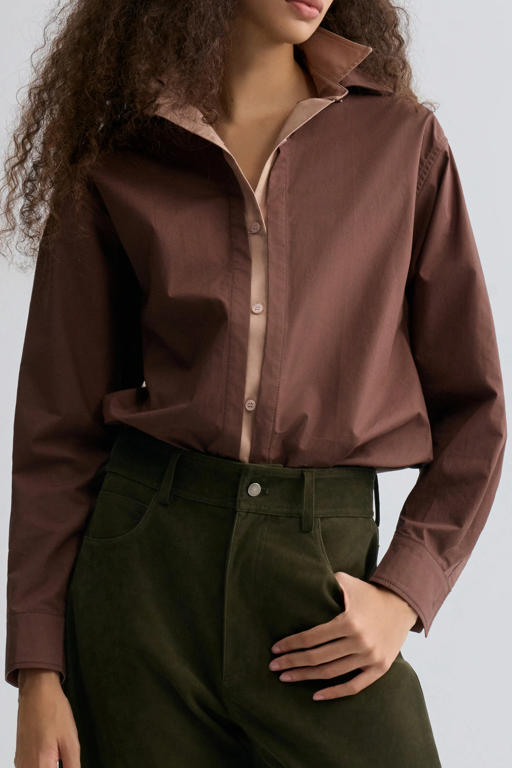 Relaxed Double-layer Shirt Rum - Image 2