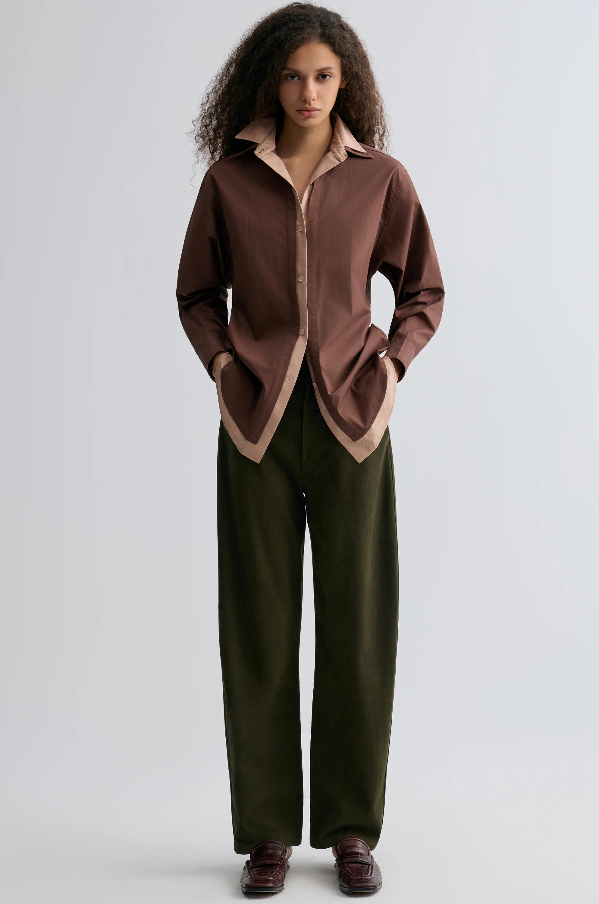 Relaxed Double-layer Shirt Rum - Image 3