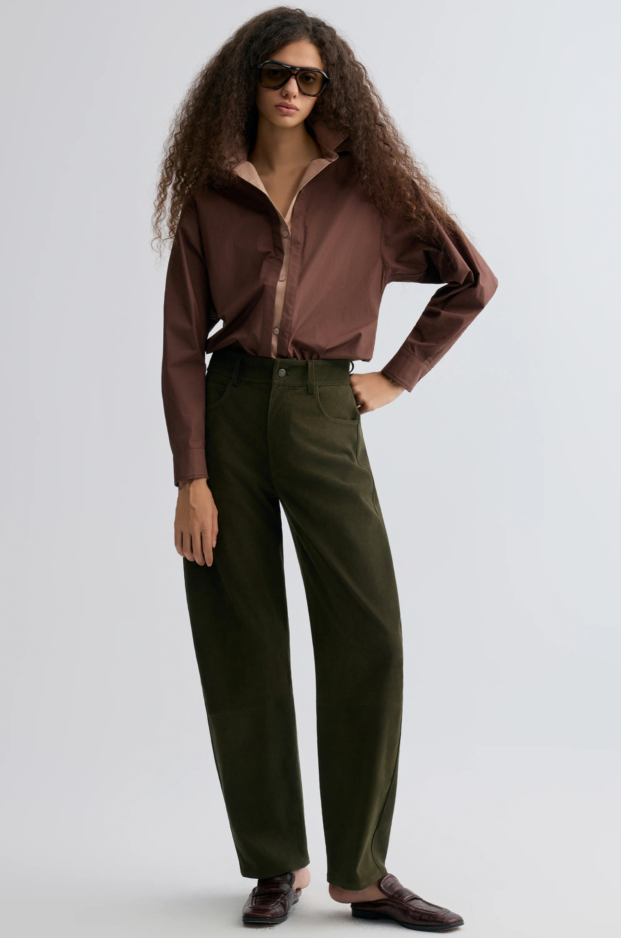 Relaxed Double-layer Shirt Rum - Image 5