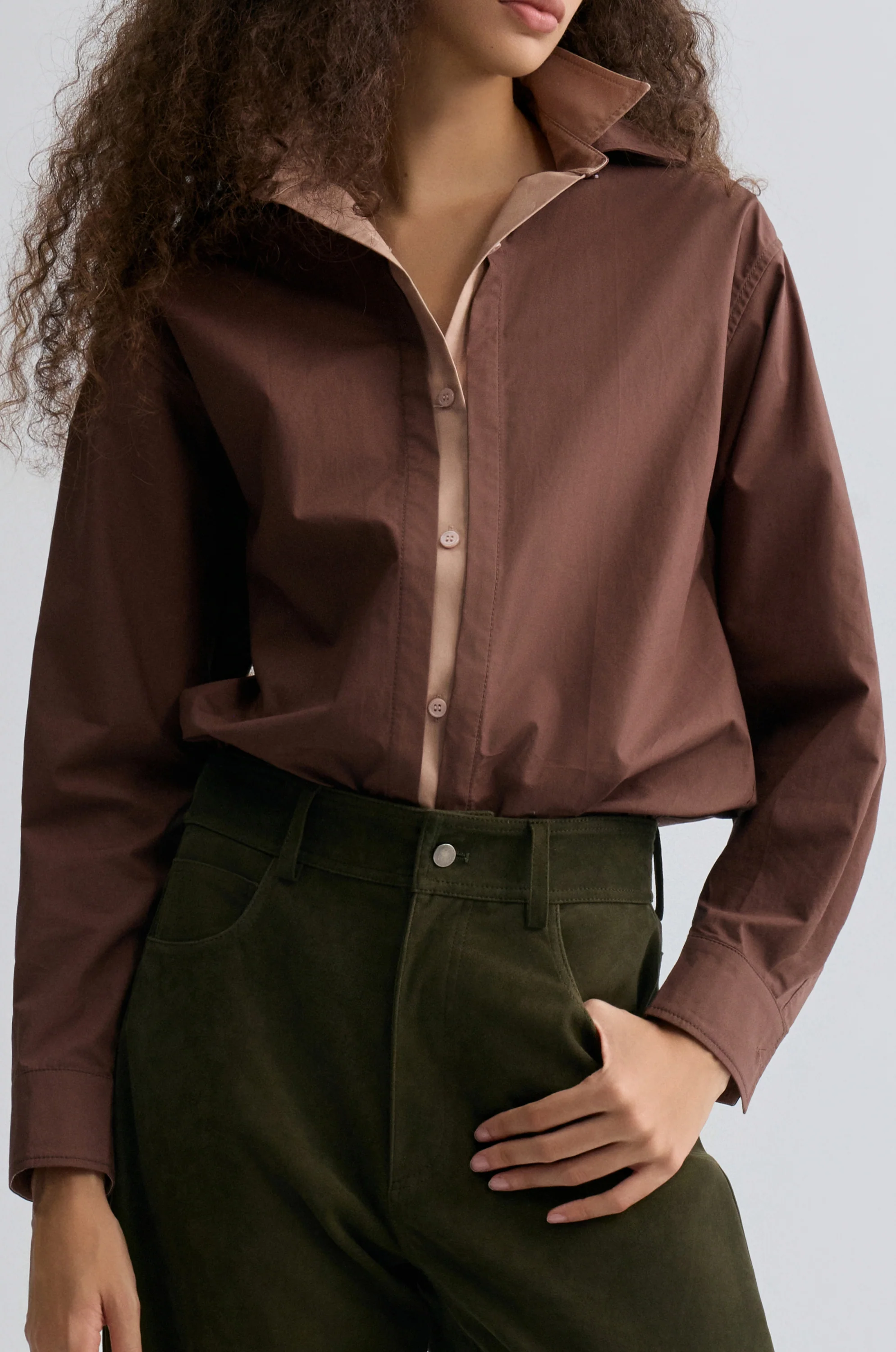 Relaxed Double-layer Shirt Rum - Image 6