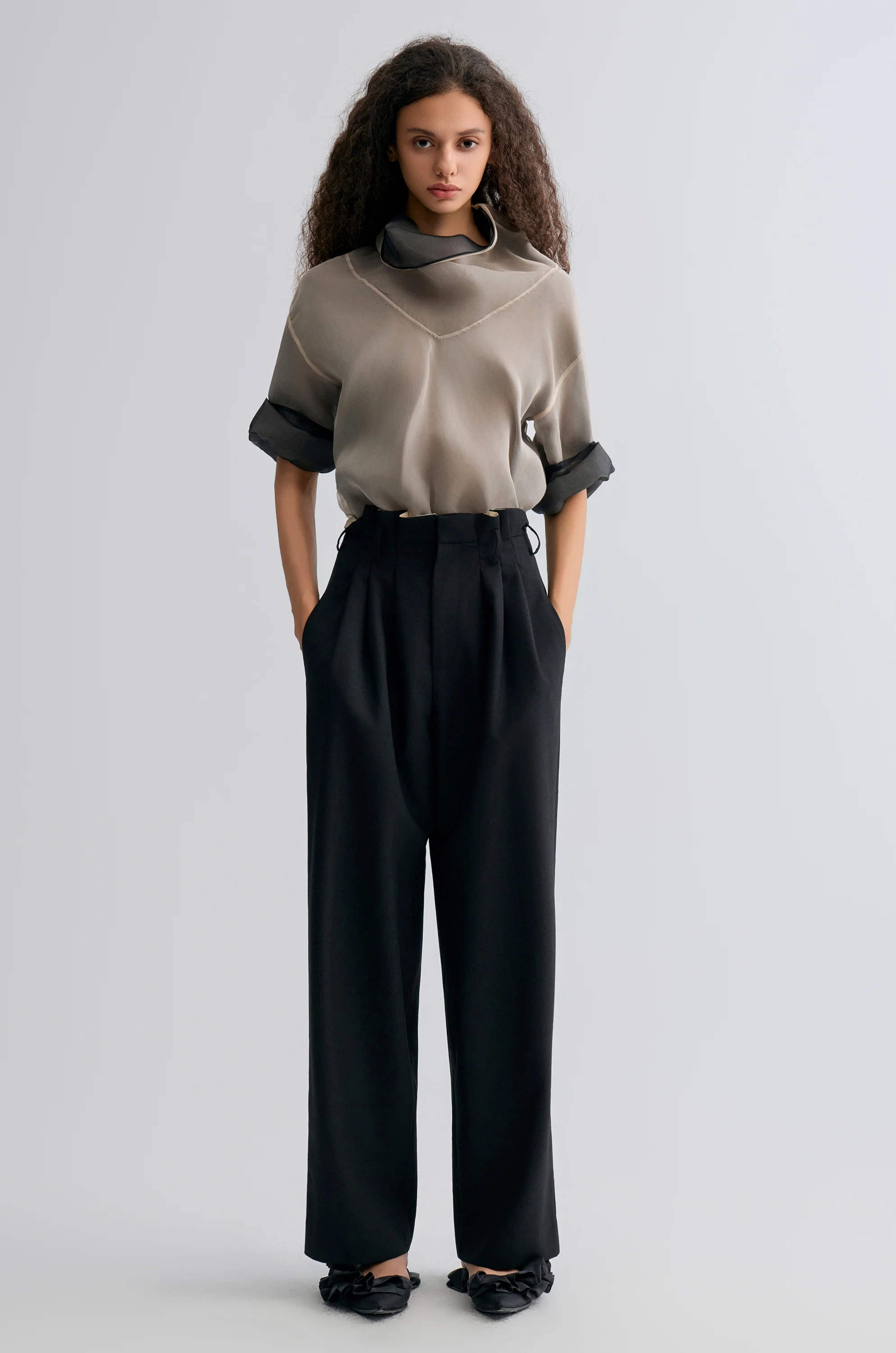 Relaxed Gabardine Trousers Black - Image 3