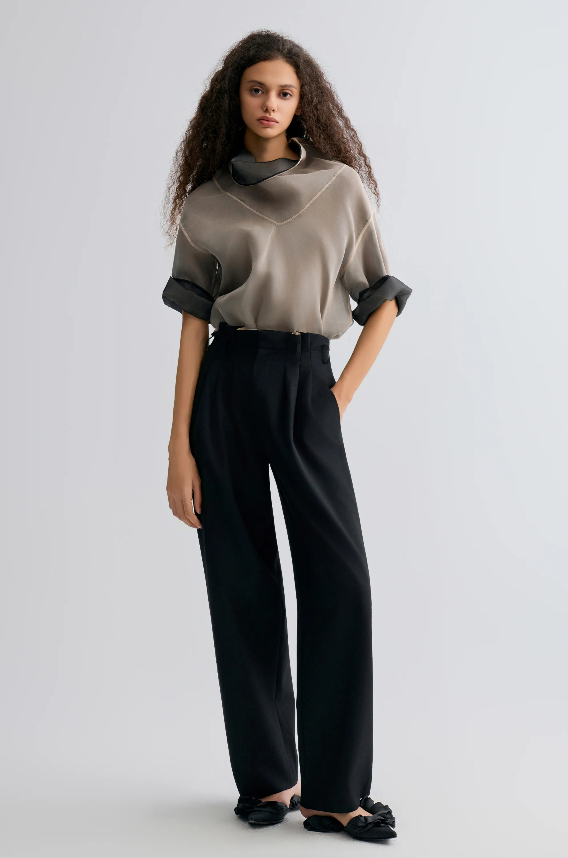 Relaxed Gabardine Trousers Black - Image 5