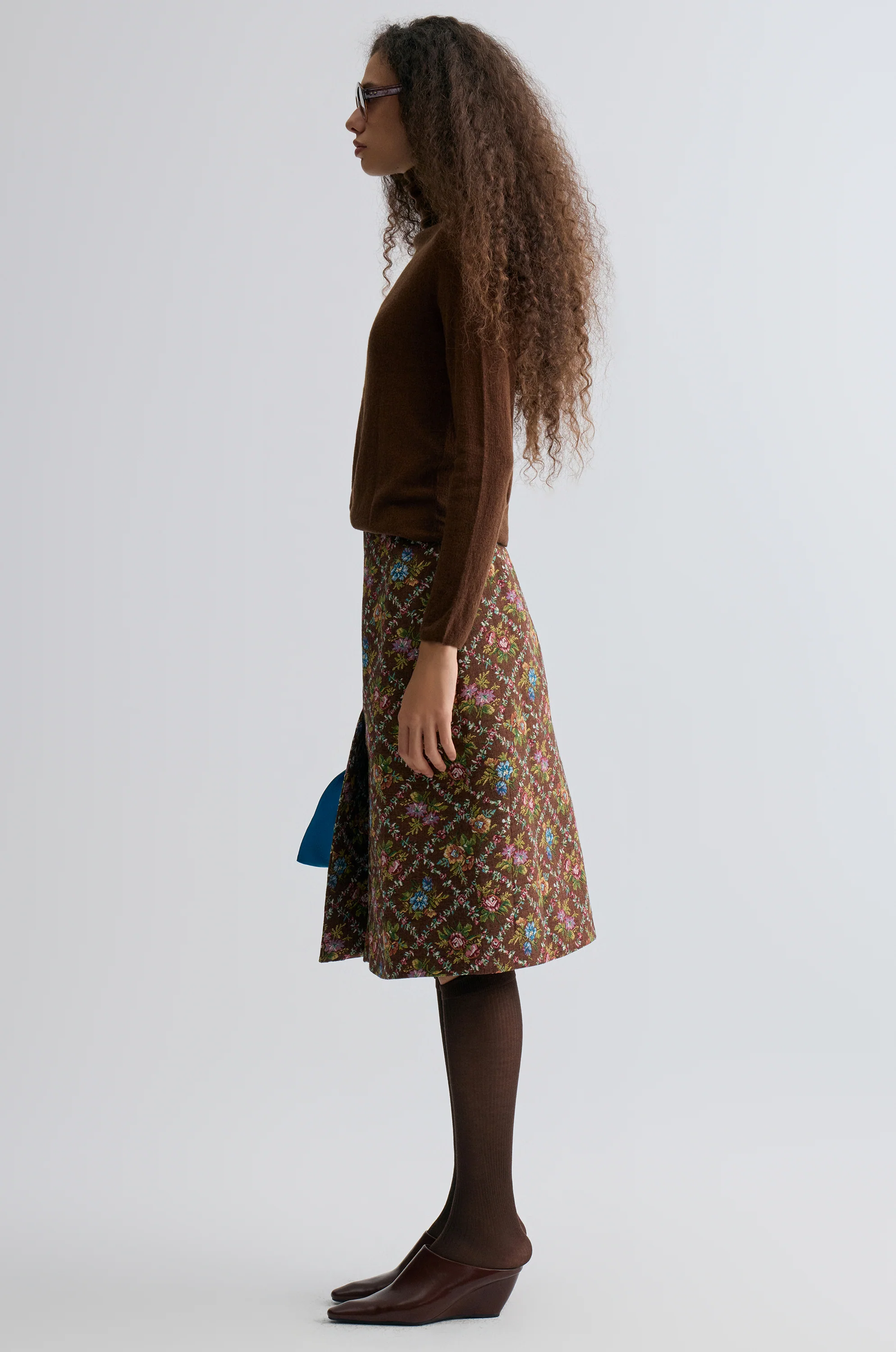 Retrobloom Jacquard Skirt Chocolate - Image 4