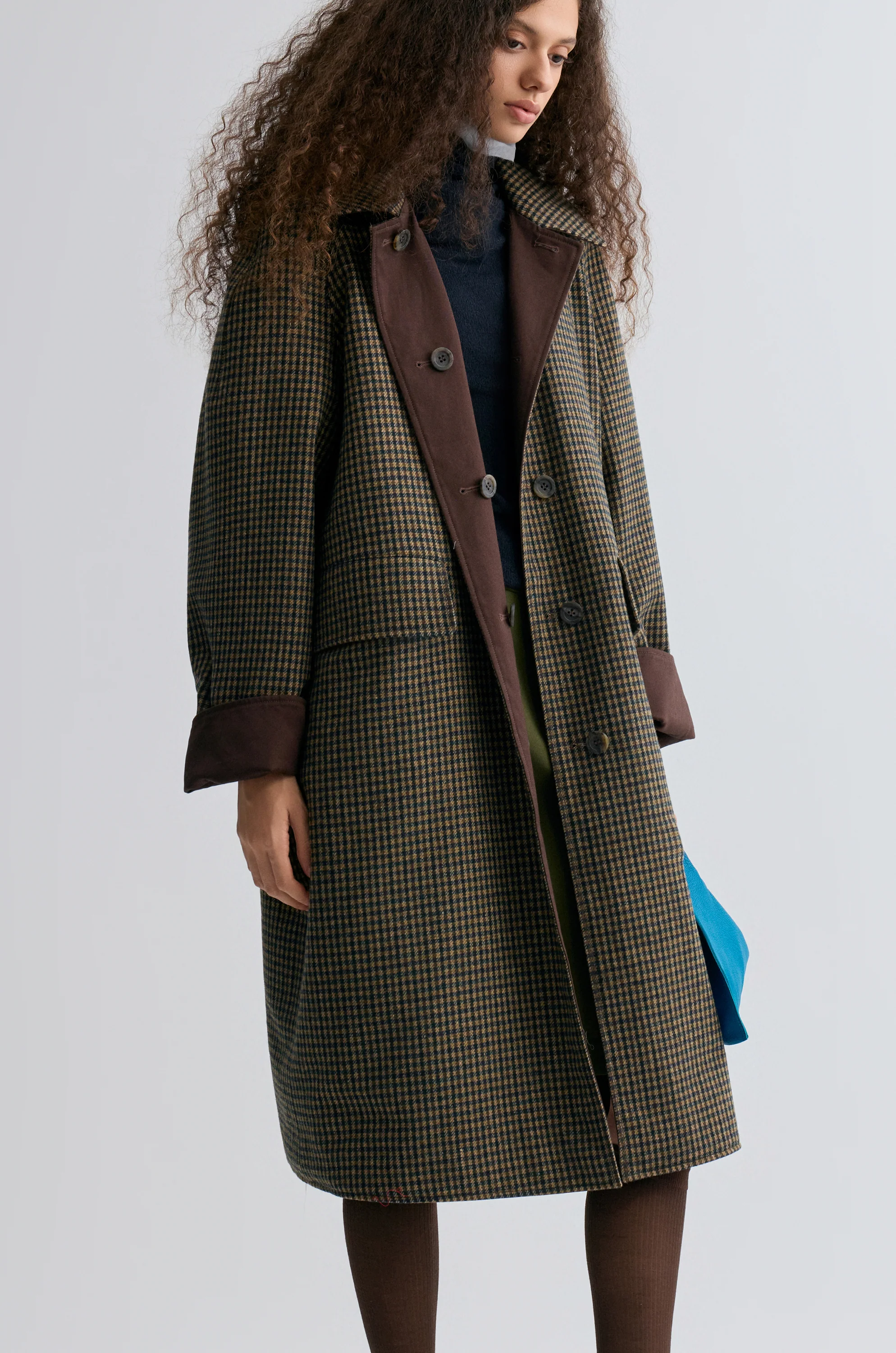 Reversible Twill and Check Trench Coat Almandine - Image 7