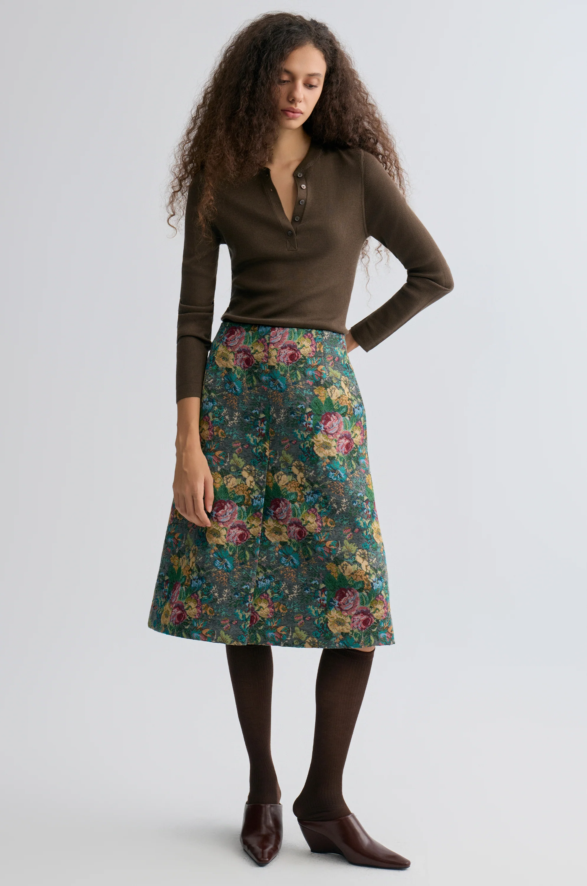 Rosetta Jacquard Skirt Grey - Image 4