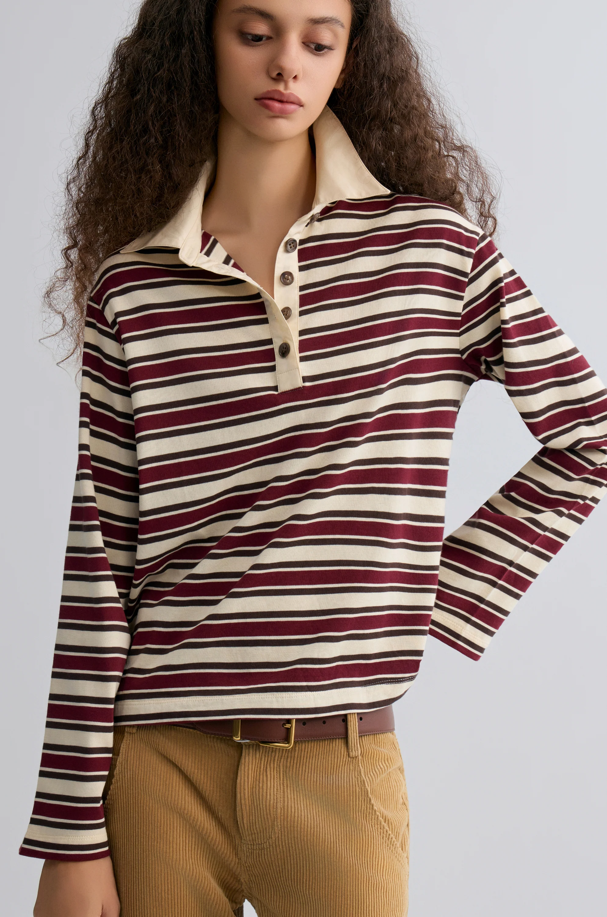 Rugby Stripe Polo Shirt Ivory - Image 7