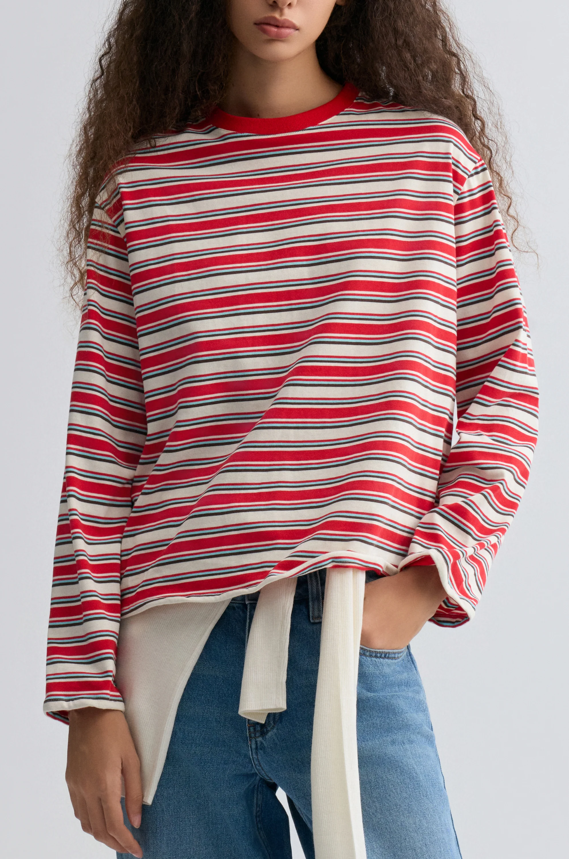 Shapeable Stripe T-shirt Red and Blue - Image 4