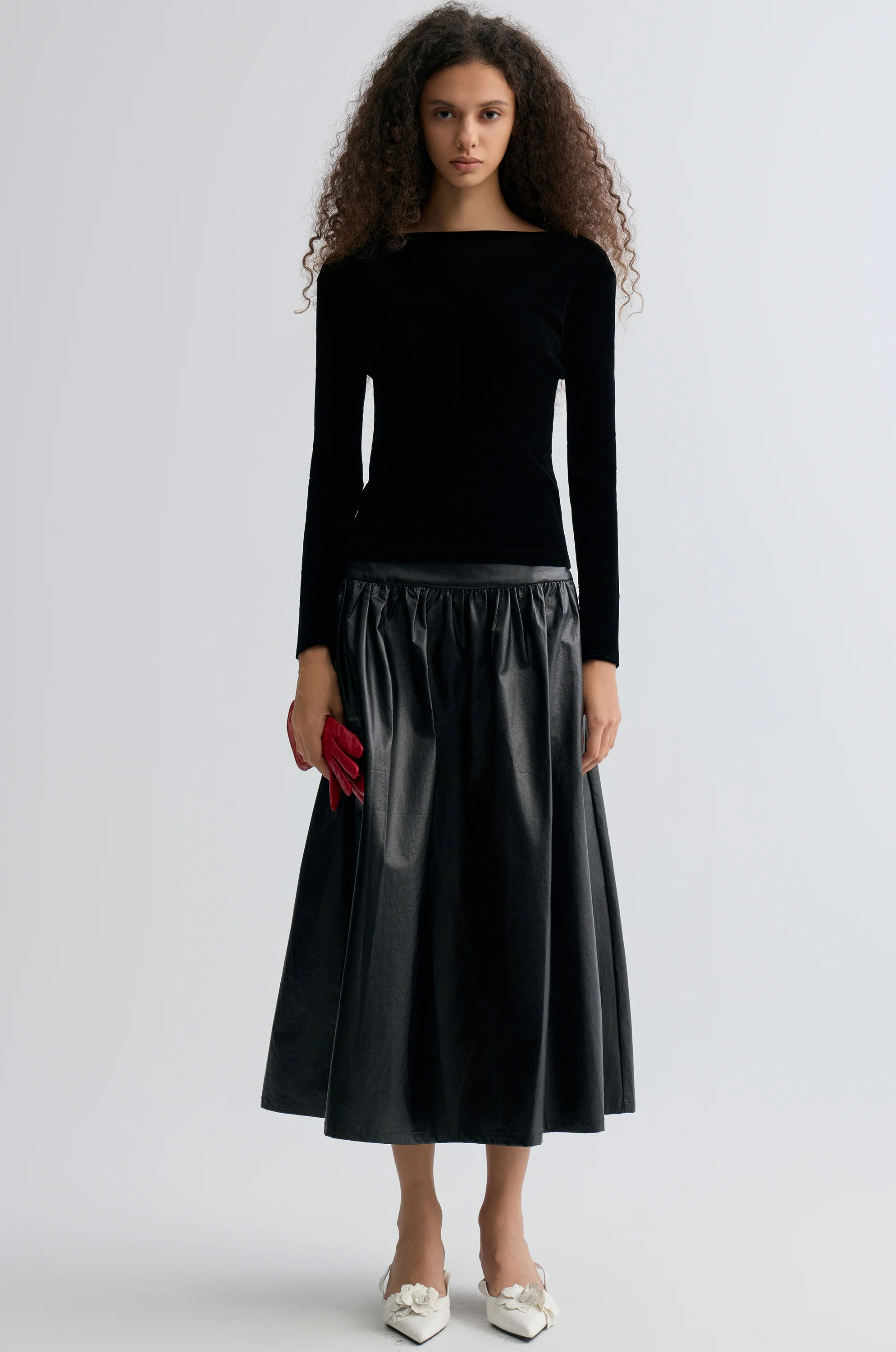 Sheen Velvet Mesh Top Black - Image 3
