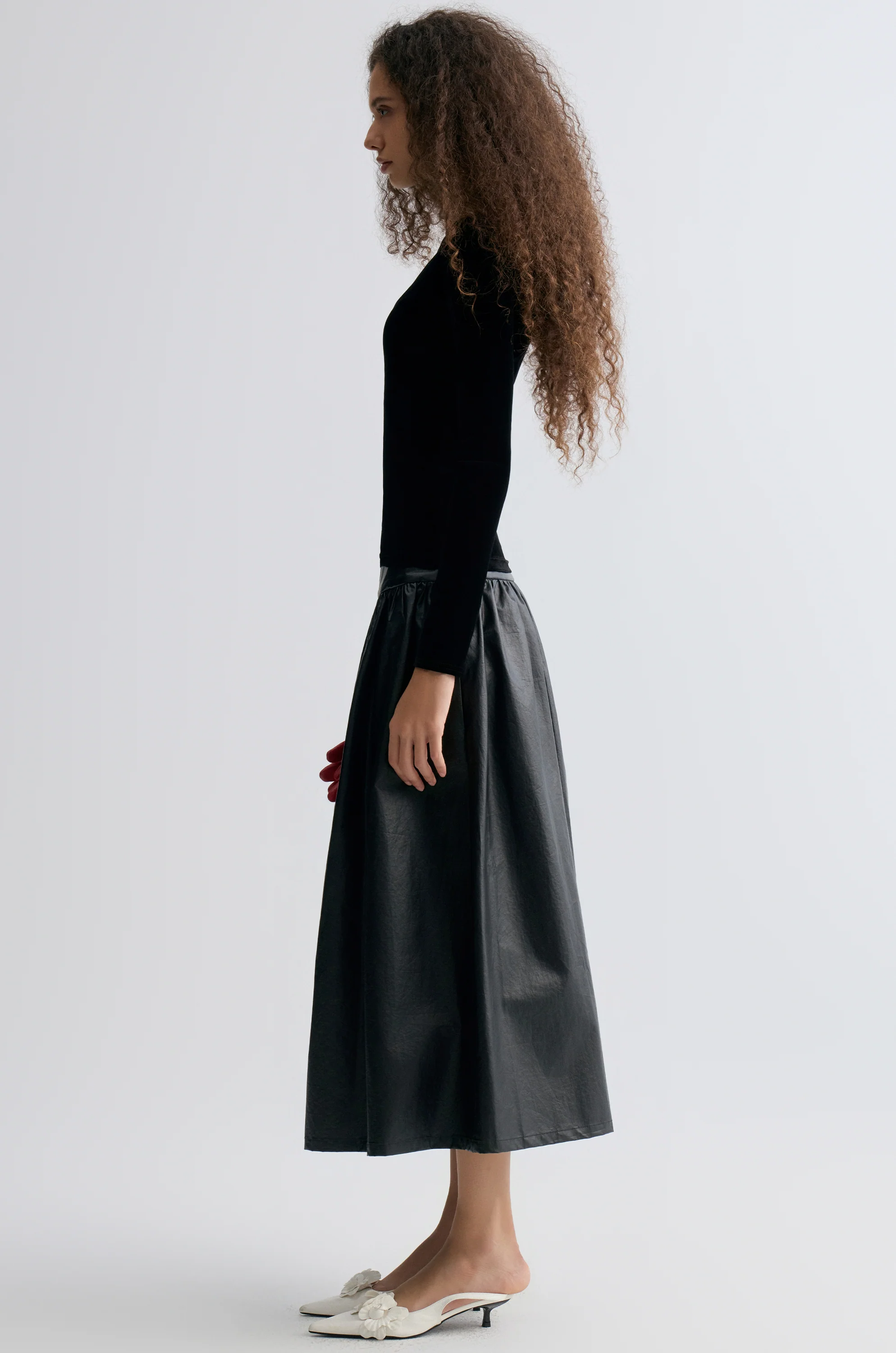 Sheen Velvet Mesh Top Black - Image 4