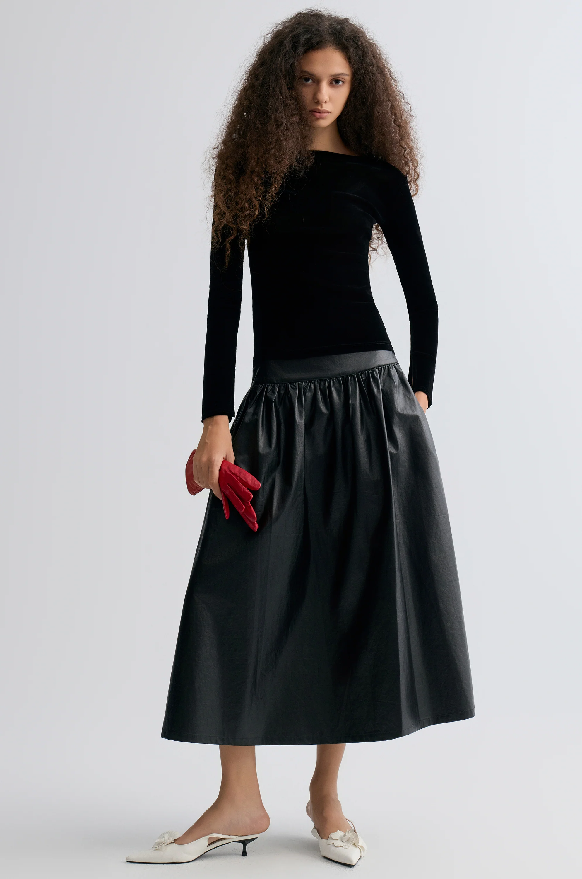 Sheen Velvet Mesh Top Black - Image 6