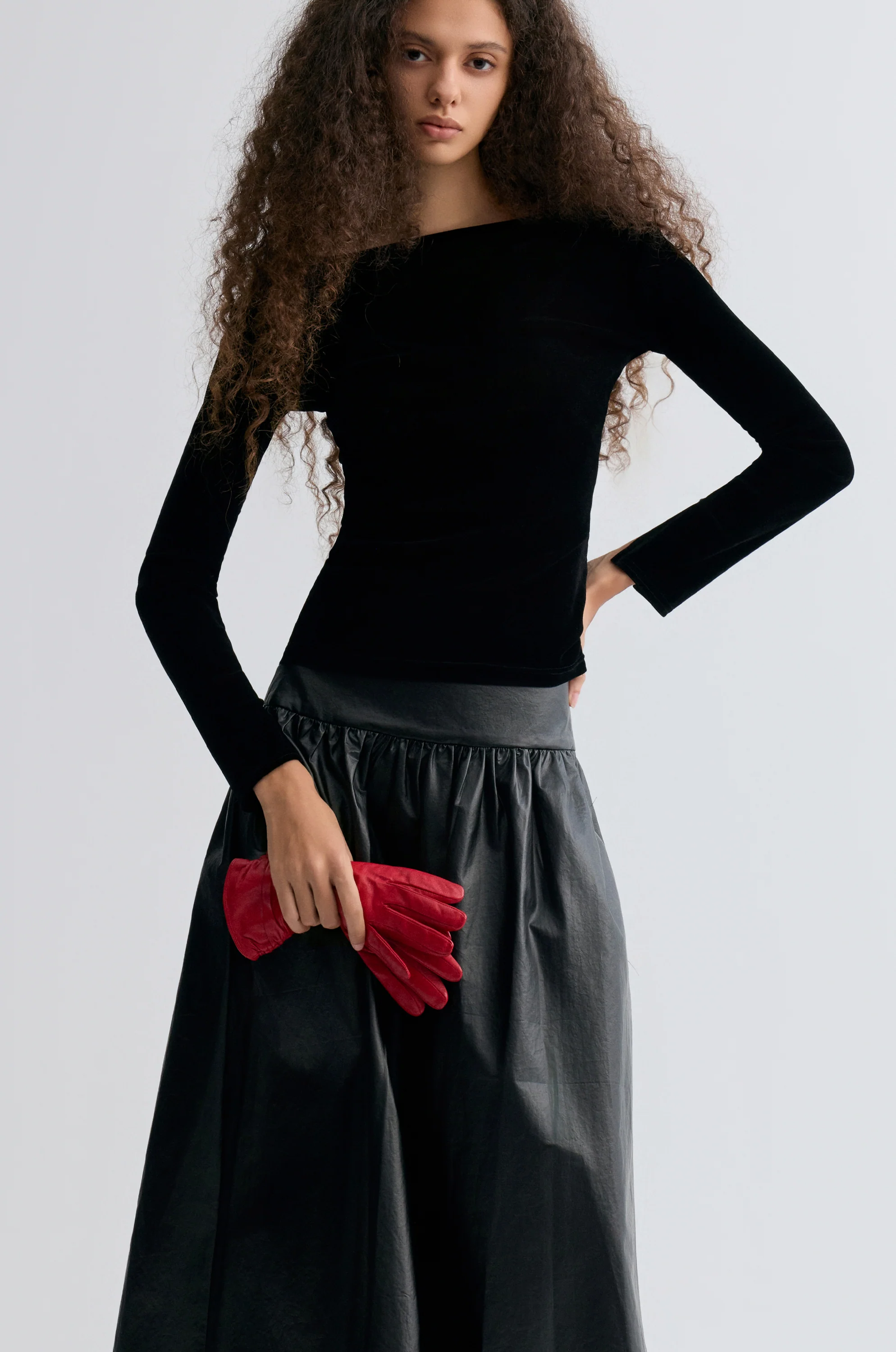 Sheen Velvet Mesh Top Black - Image 7
