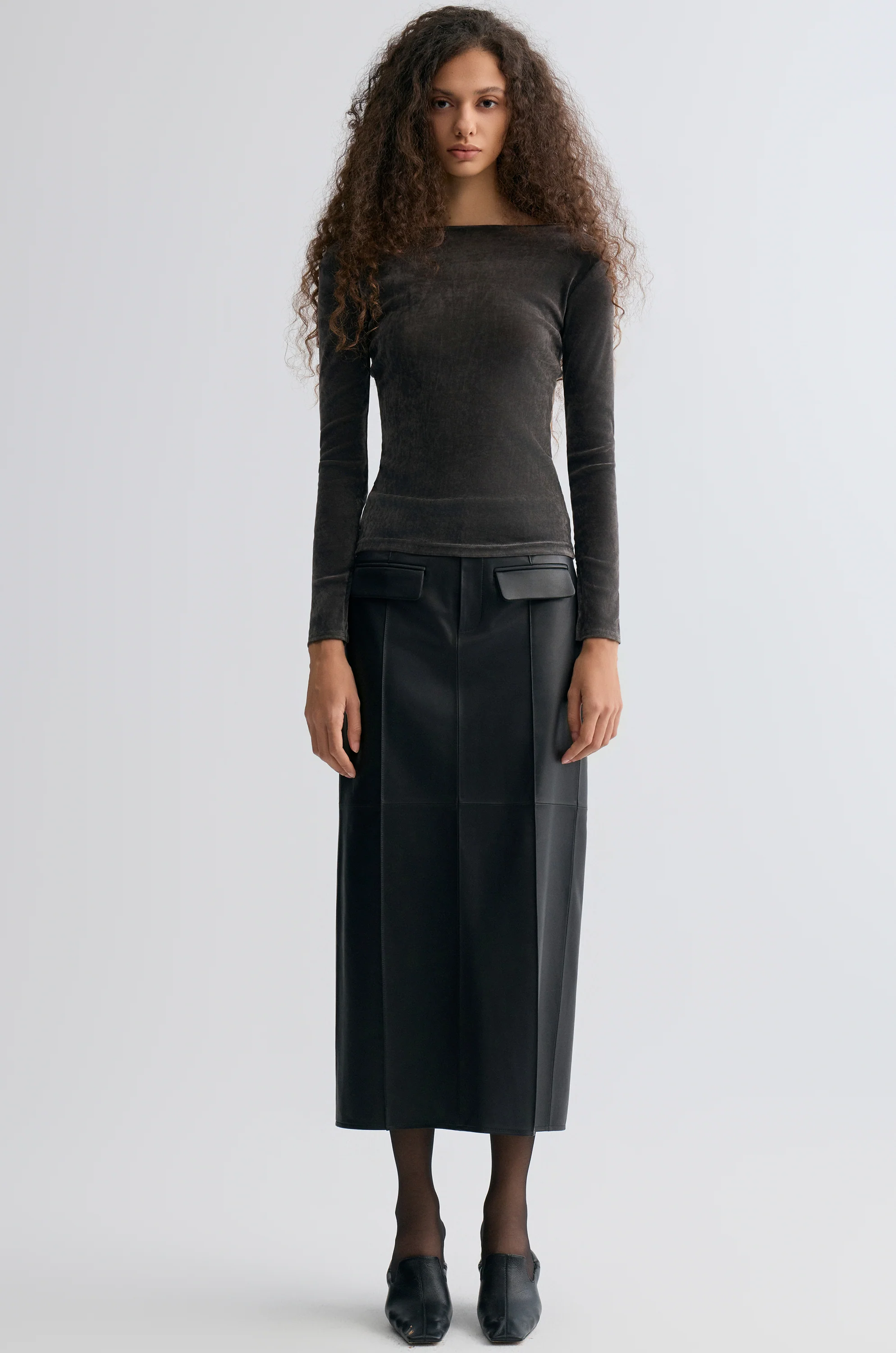 Sheen Velvet Mesh Top Steel Grey - Image 3