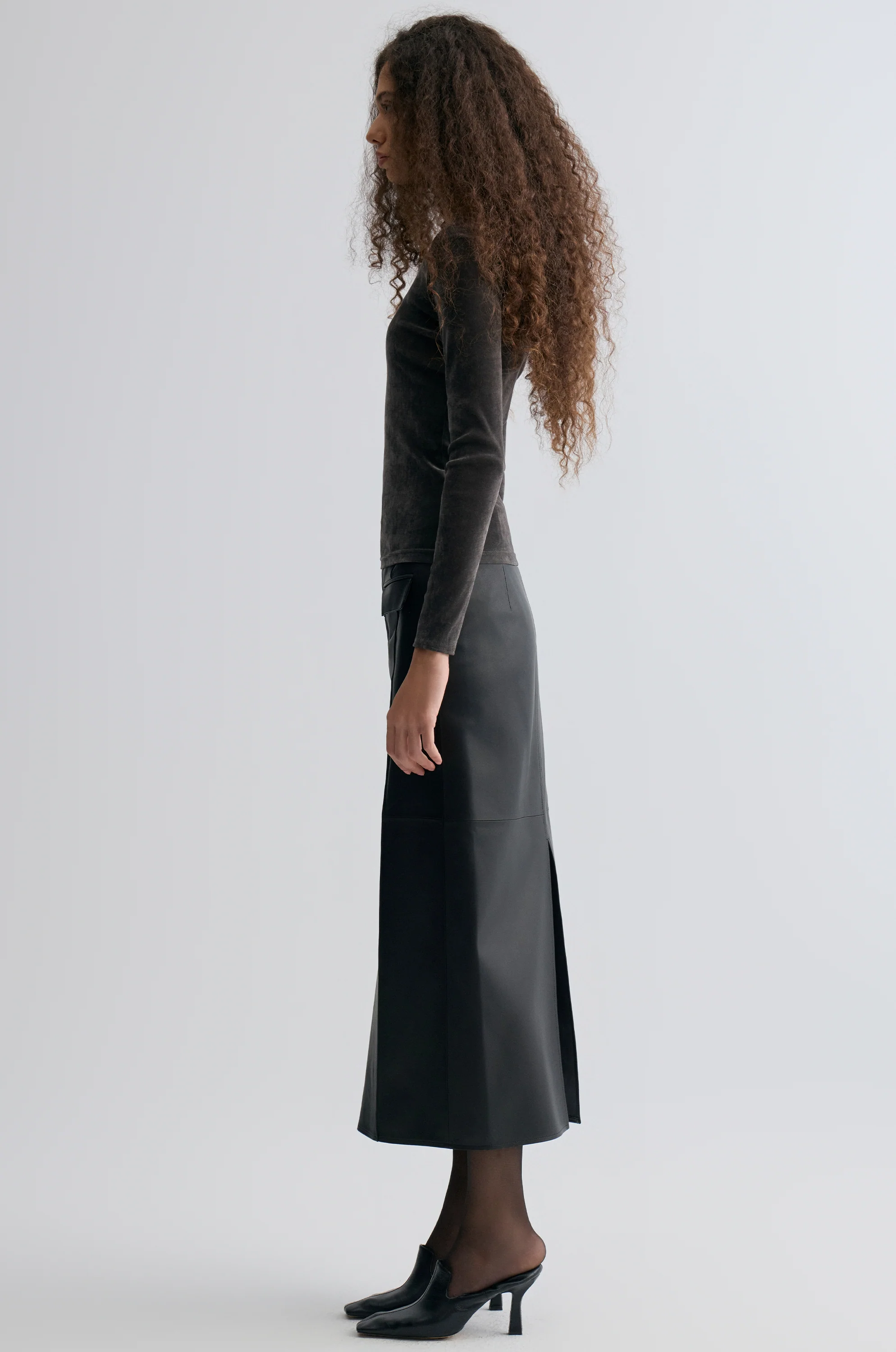 Sheen Velvet Mesh Top Steel Grey - Image 4