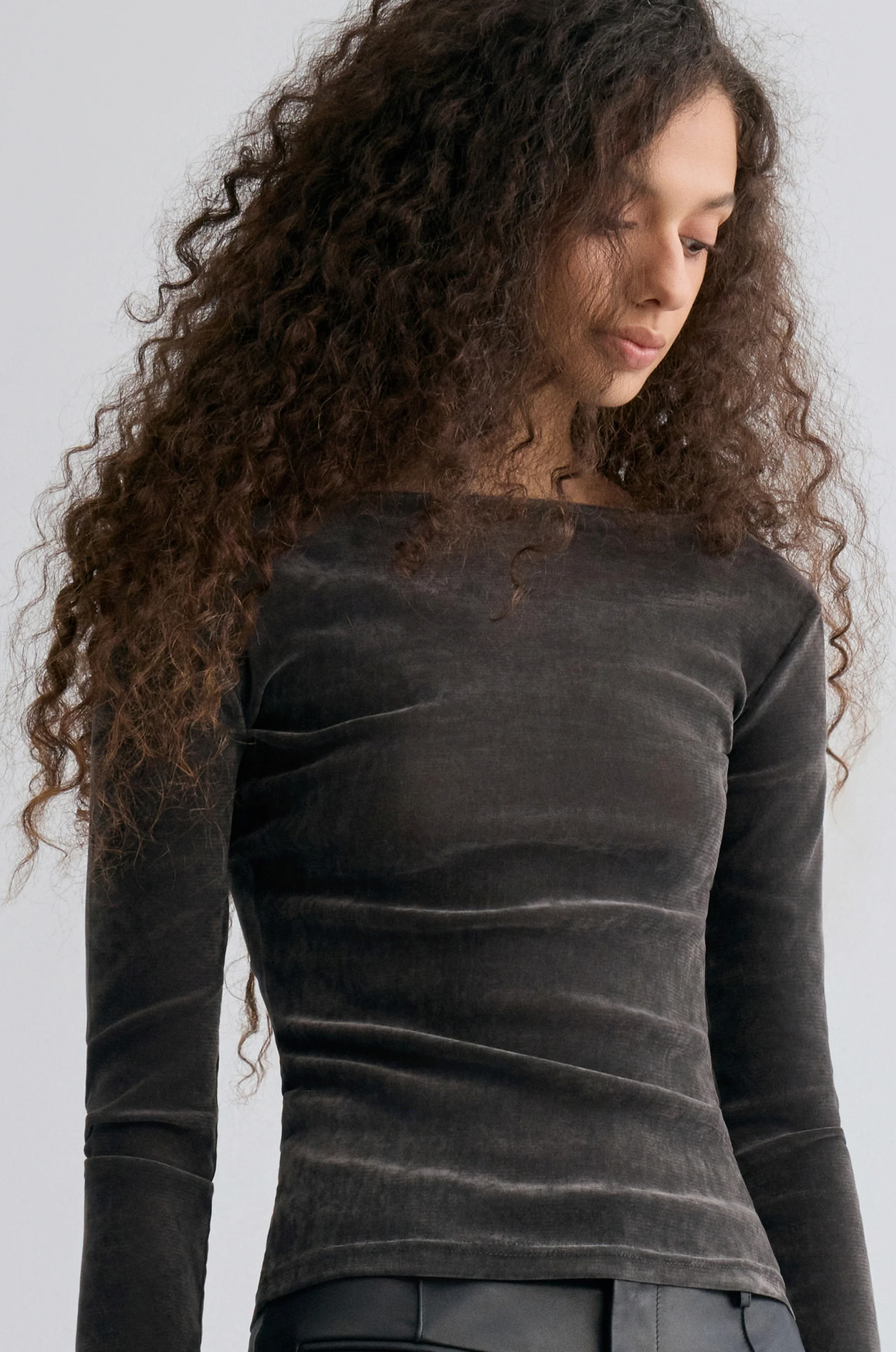 Sheen Velvet Mesh Top Steel Grey - Image 7
