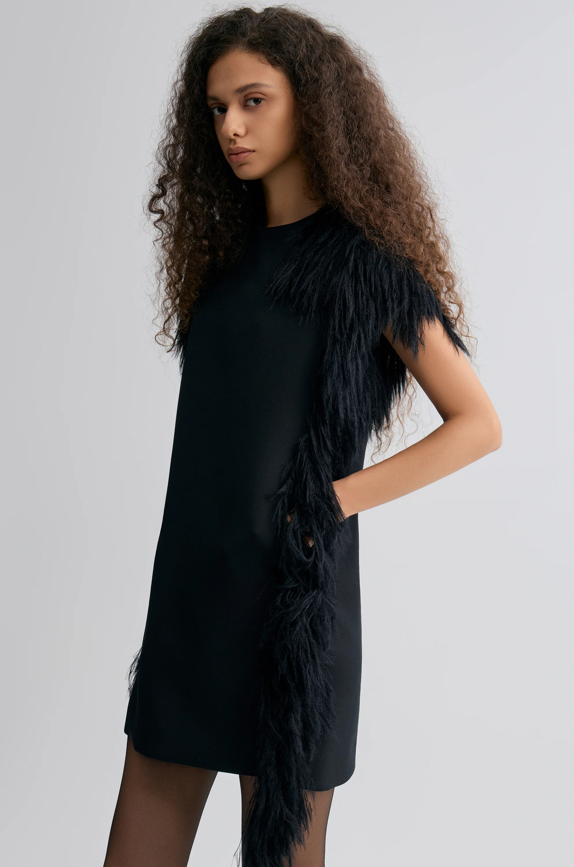 Side-Trim Wool Dress - Image 9