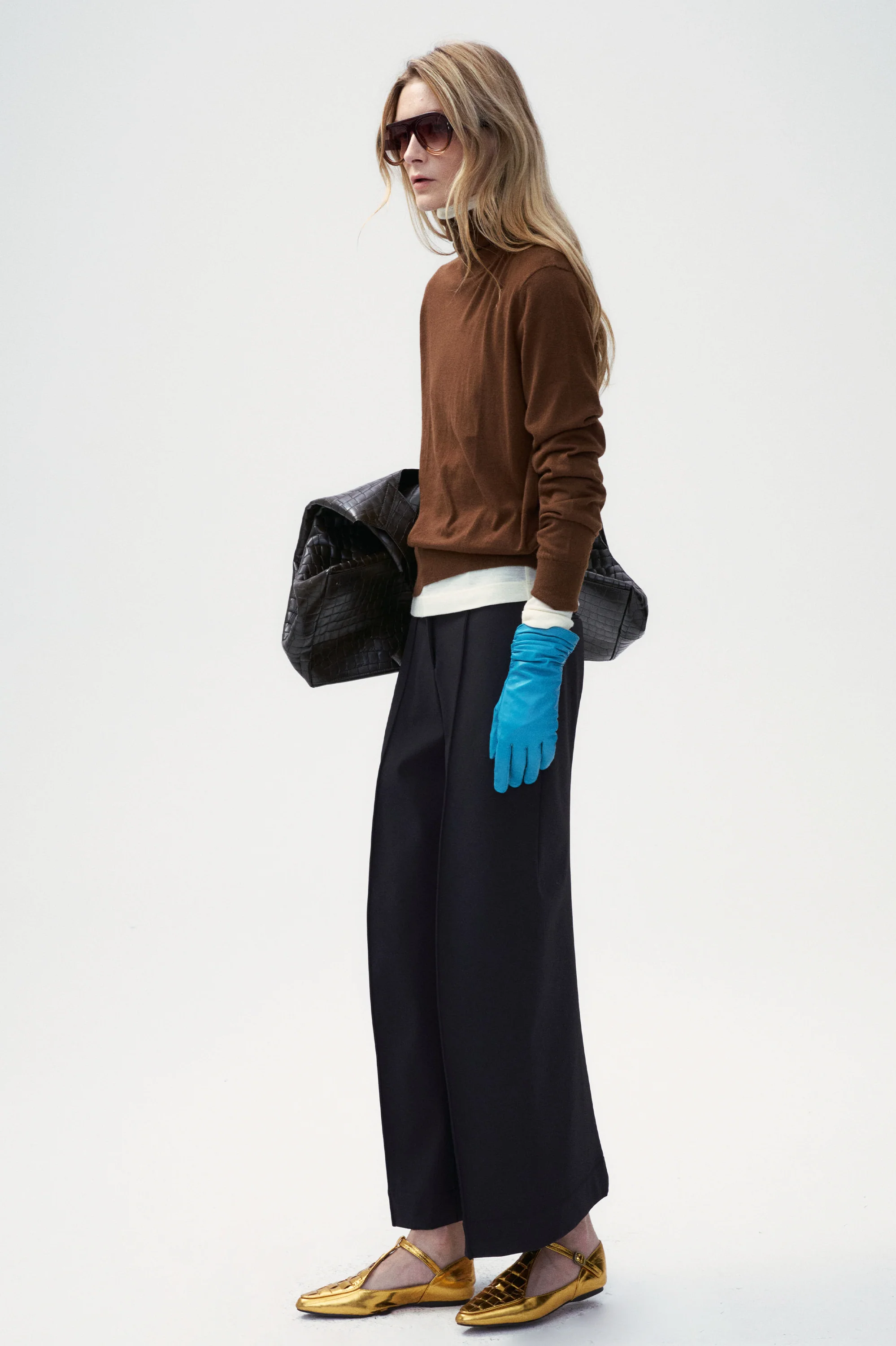 Silk & Cashmere blend Turtleneck Sweater Pull Over - Blue - Image 12
