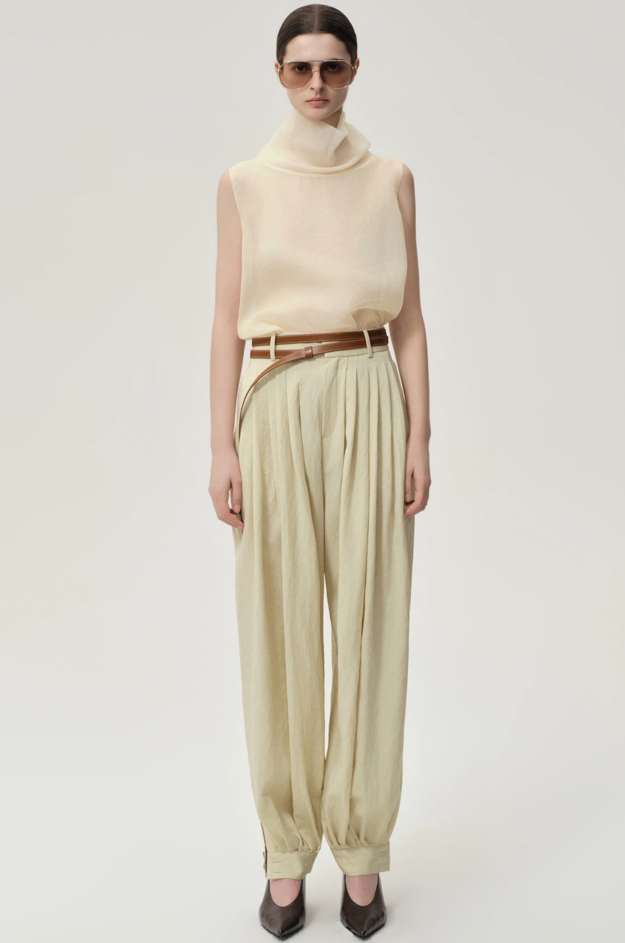 Silk Organza Turtleneck Top Butter - Image 4