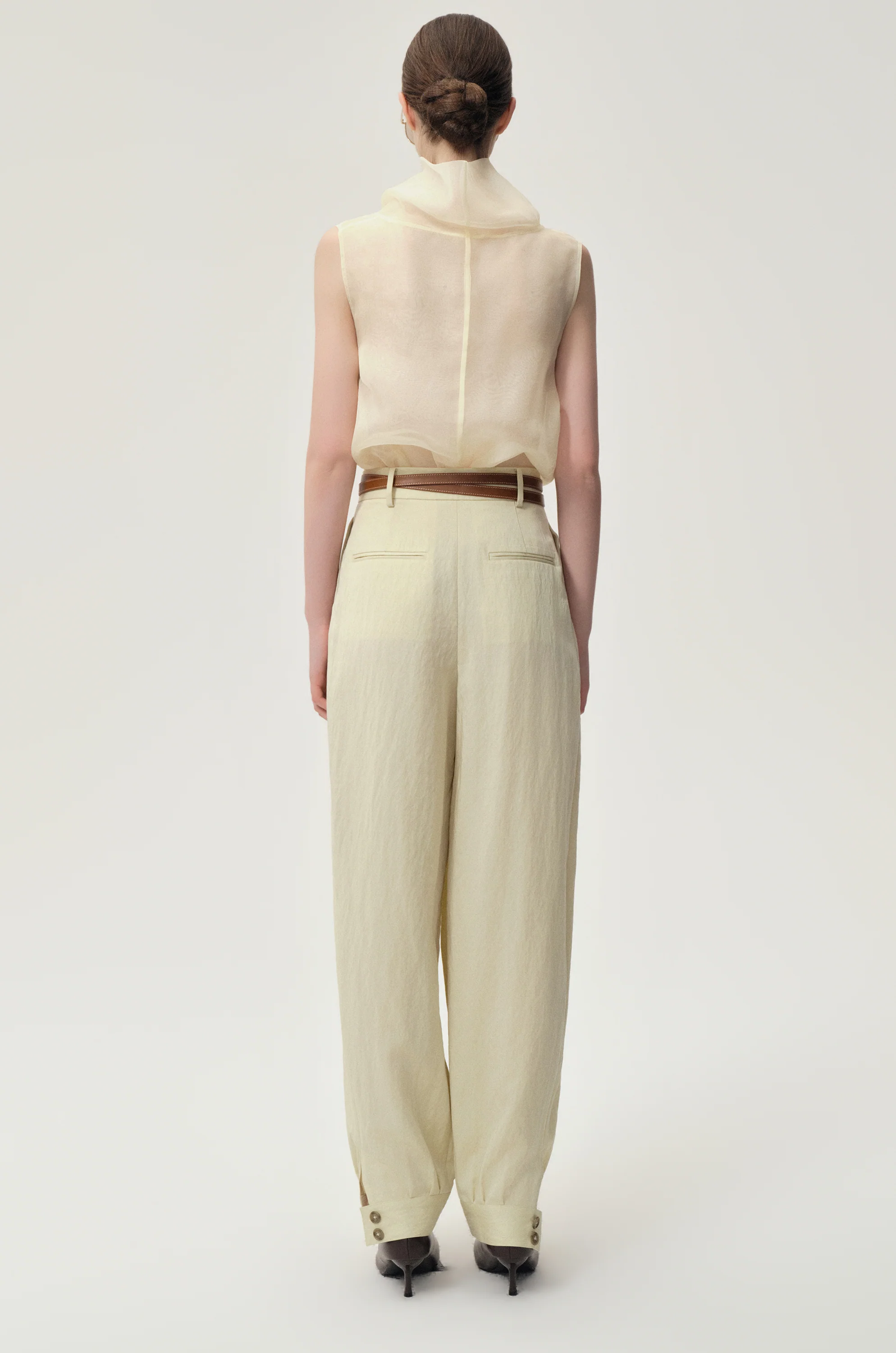 Silk Organza Turtleneck Top Butter - Image 5