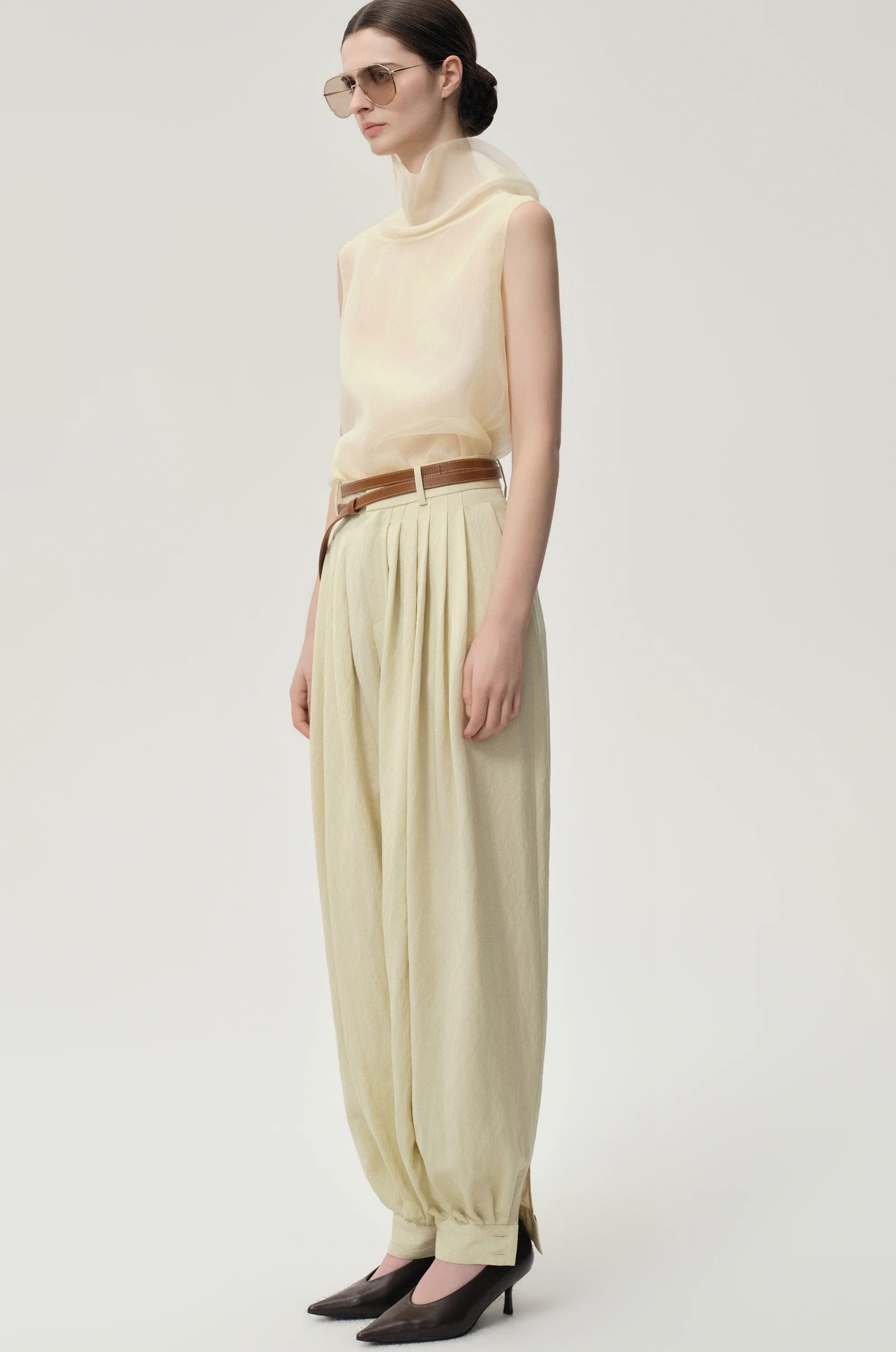 Silk Organza Turtleneck Top Butter - Image 6