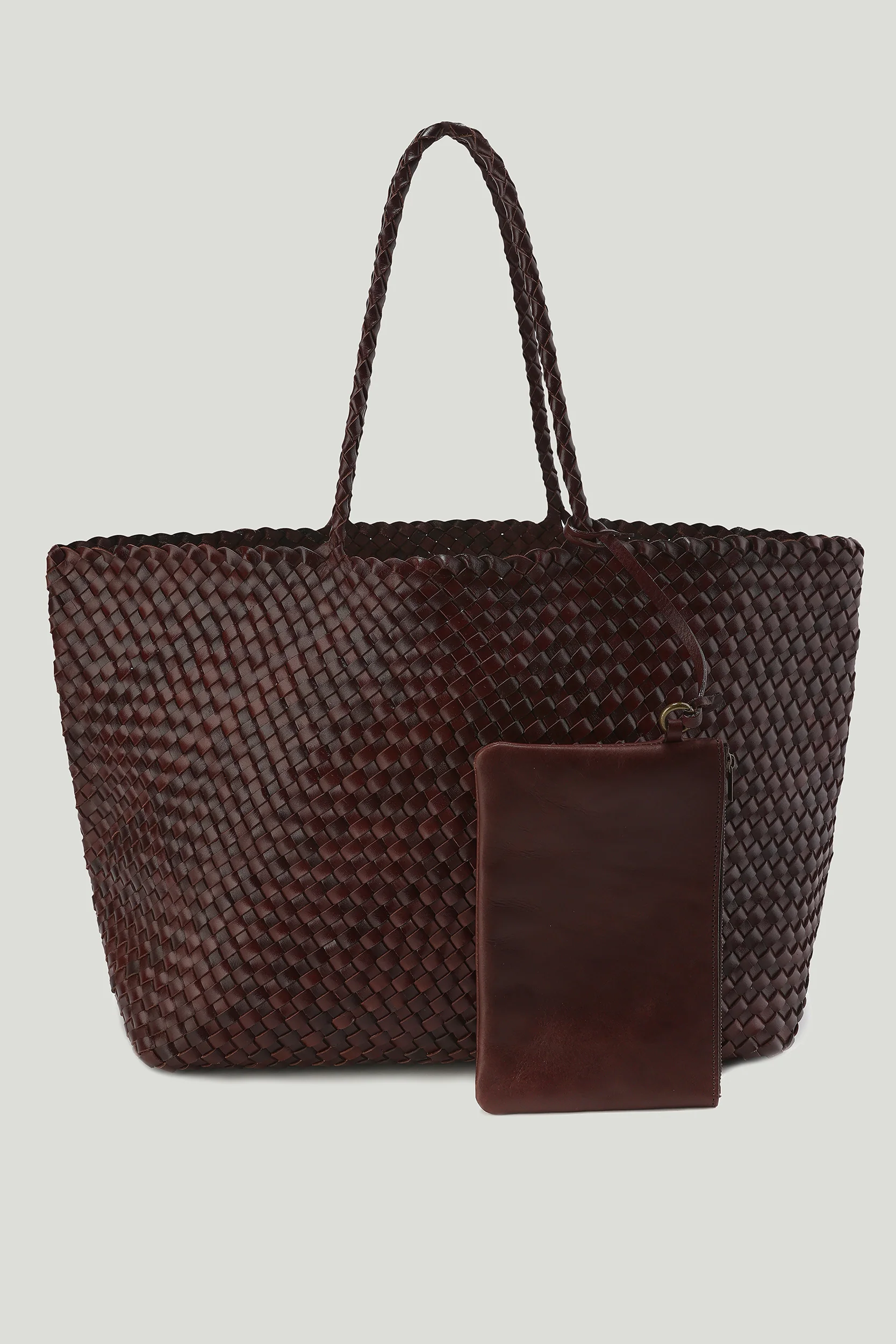 Soleil Woven Large Tote Brown - Image 3