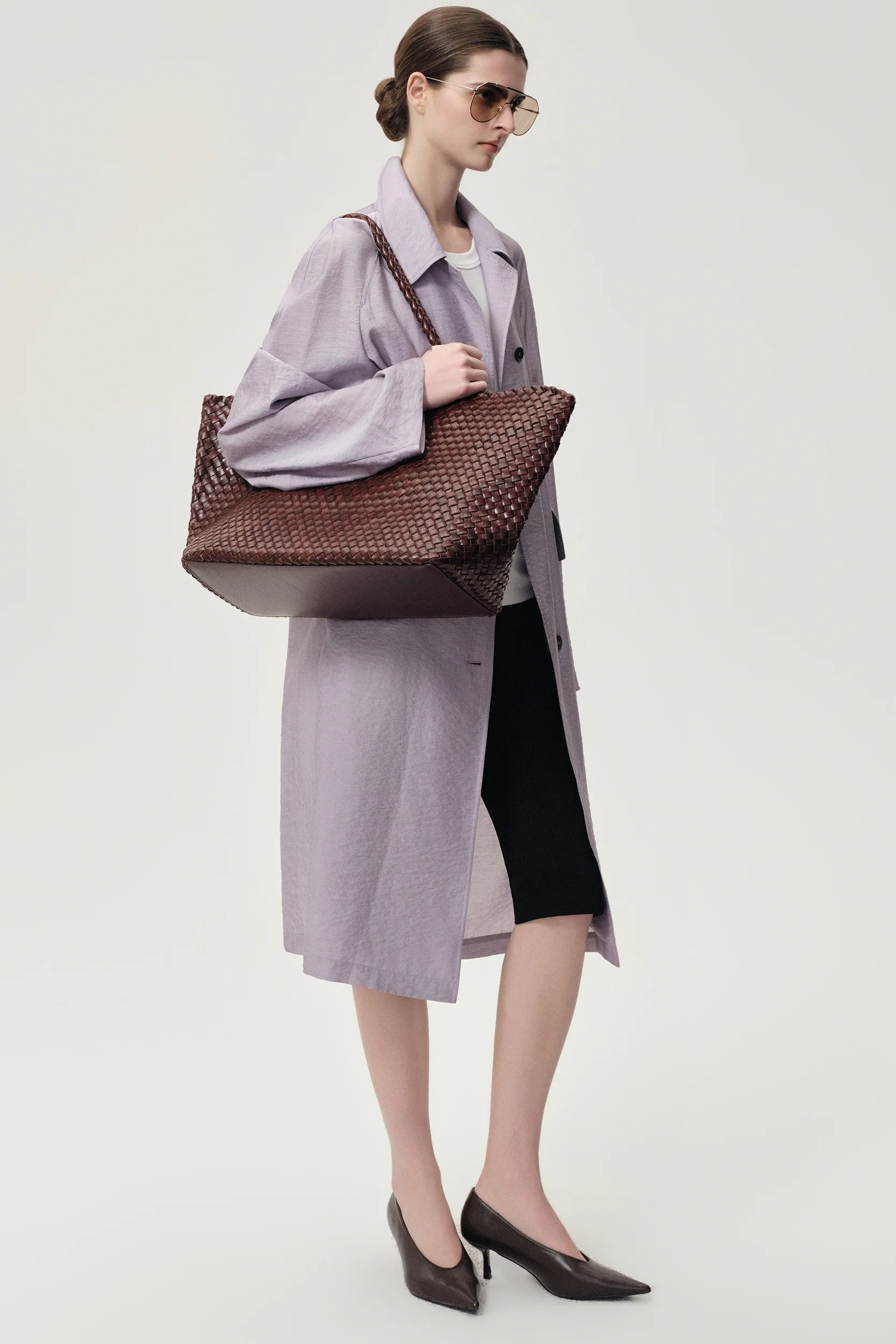 Soleil Woven Large Tote Brown - Image 5