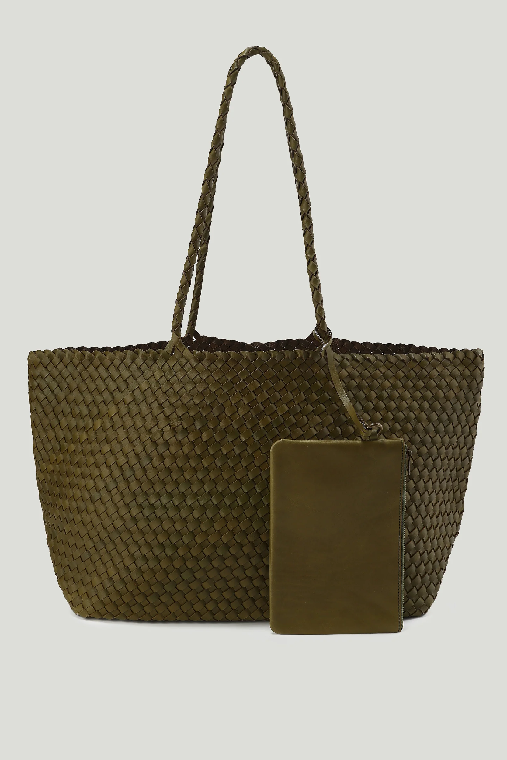 Soleil Woven Large Tote Olive - Image 3