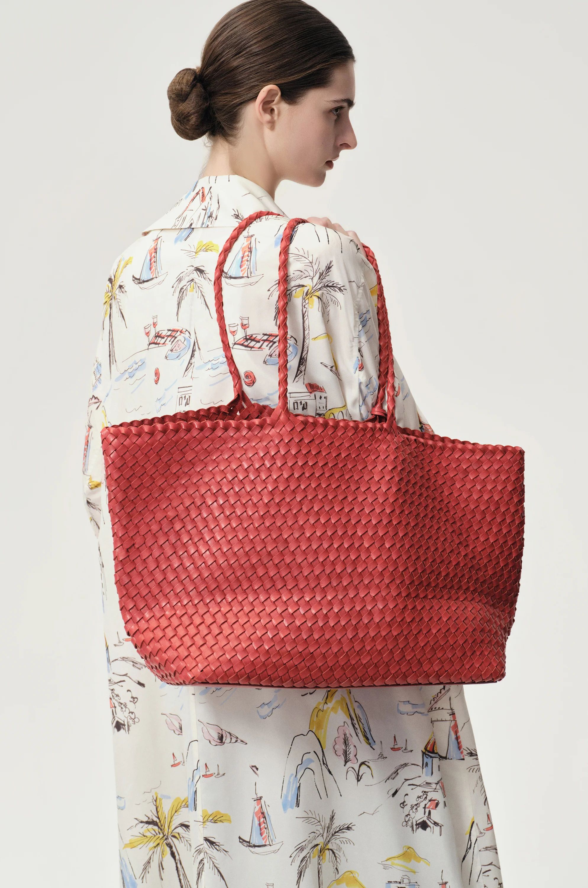 Soleil Woven Large Tote Red - Image 6