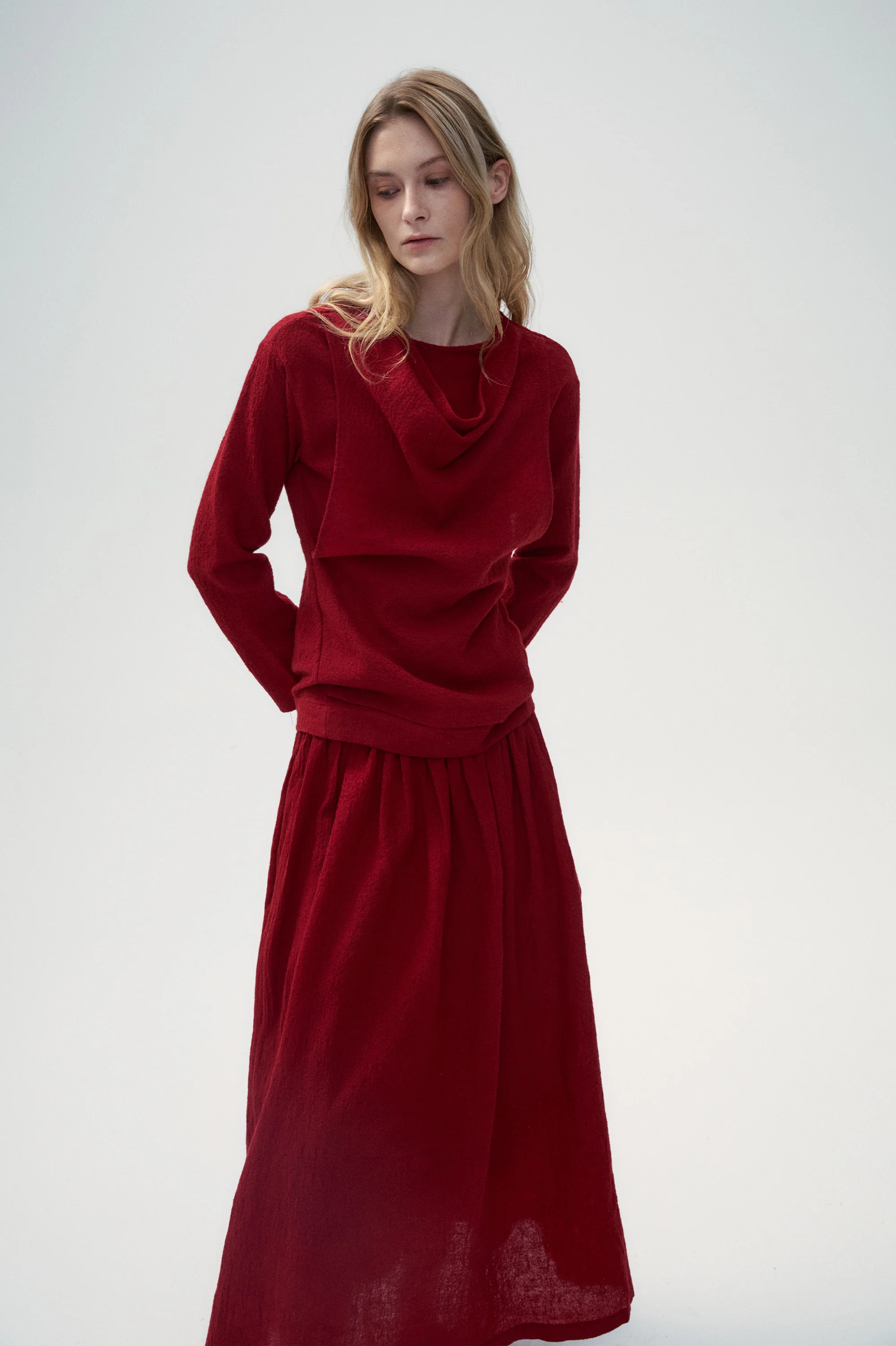 Voluminous Wool Blend Knitted Pullover - White - Image 6