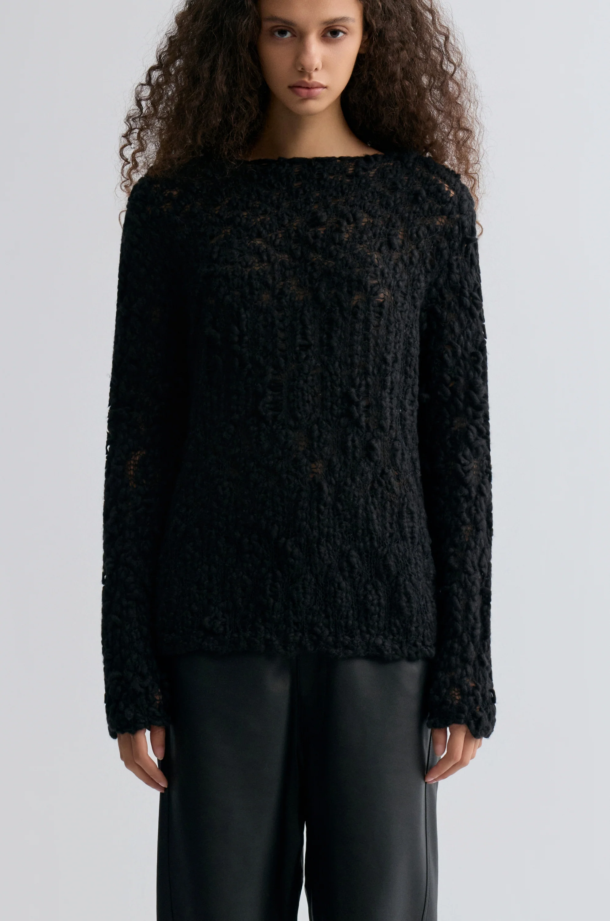Textured Chunky-knit Sweater Black - Image 3