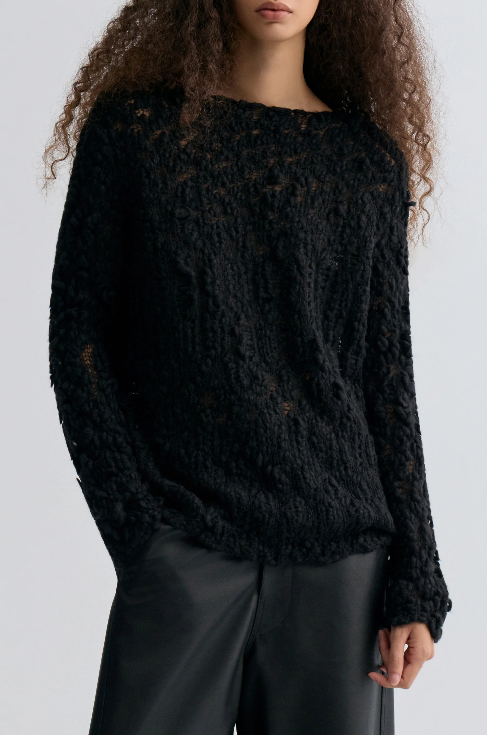 Textured Chunky-knit Sweater Black - Image 7